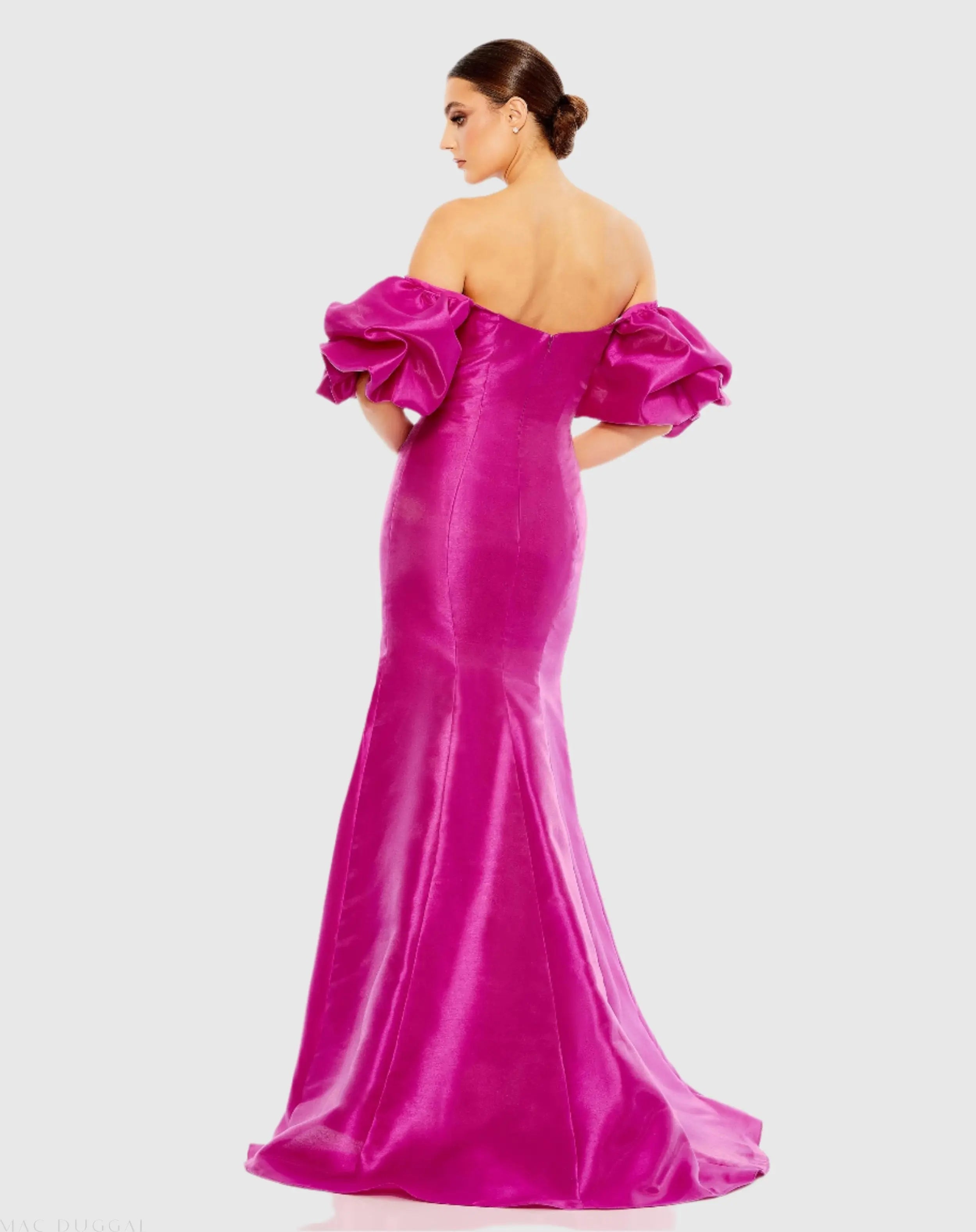 Pink Sweetheart Off The Shoulder Puff Sleeve Gown - Mac Duggal