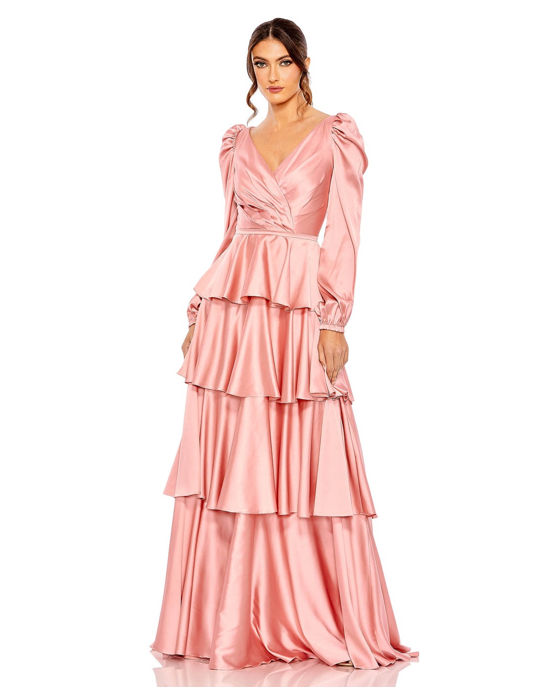 Empire Sleeve V Neck Ruffle Tiered Gown  | Sample | Sz. 2