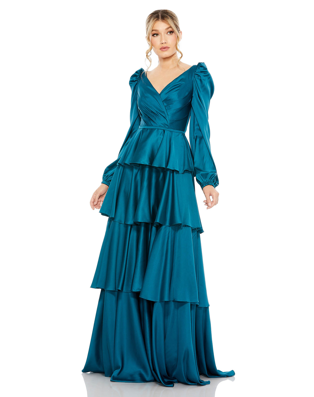 Empire Sleeve V Neck Ruffle Tiered Gown  | Sample | Sz. 2