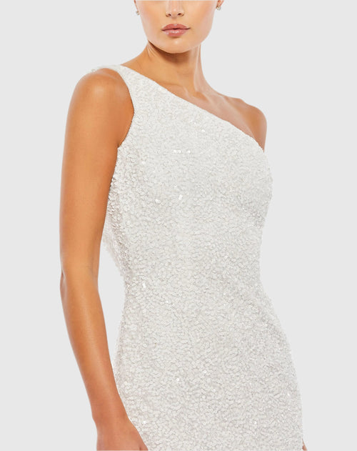 One Shoulder Sequined Mini Dress