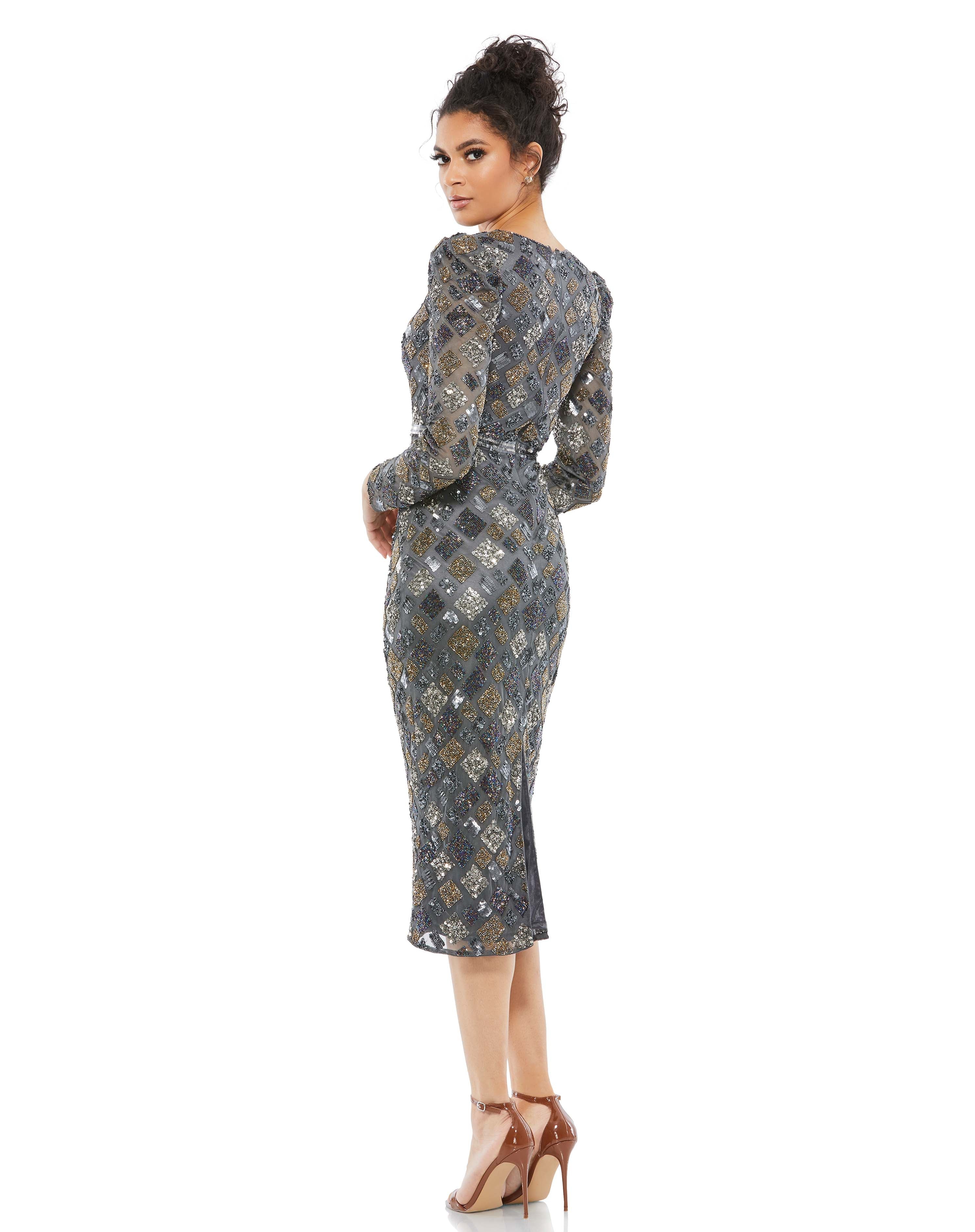 Geo Embellished Midi Sheath Dress - FINAL SALE