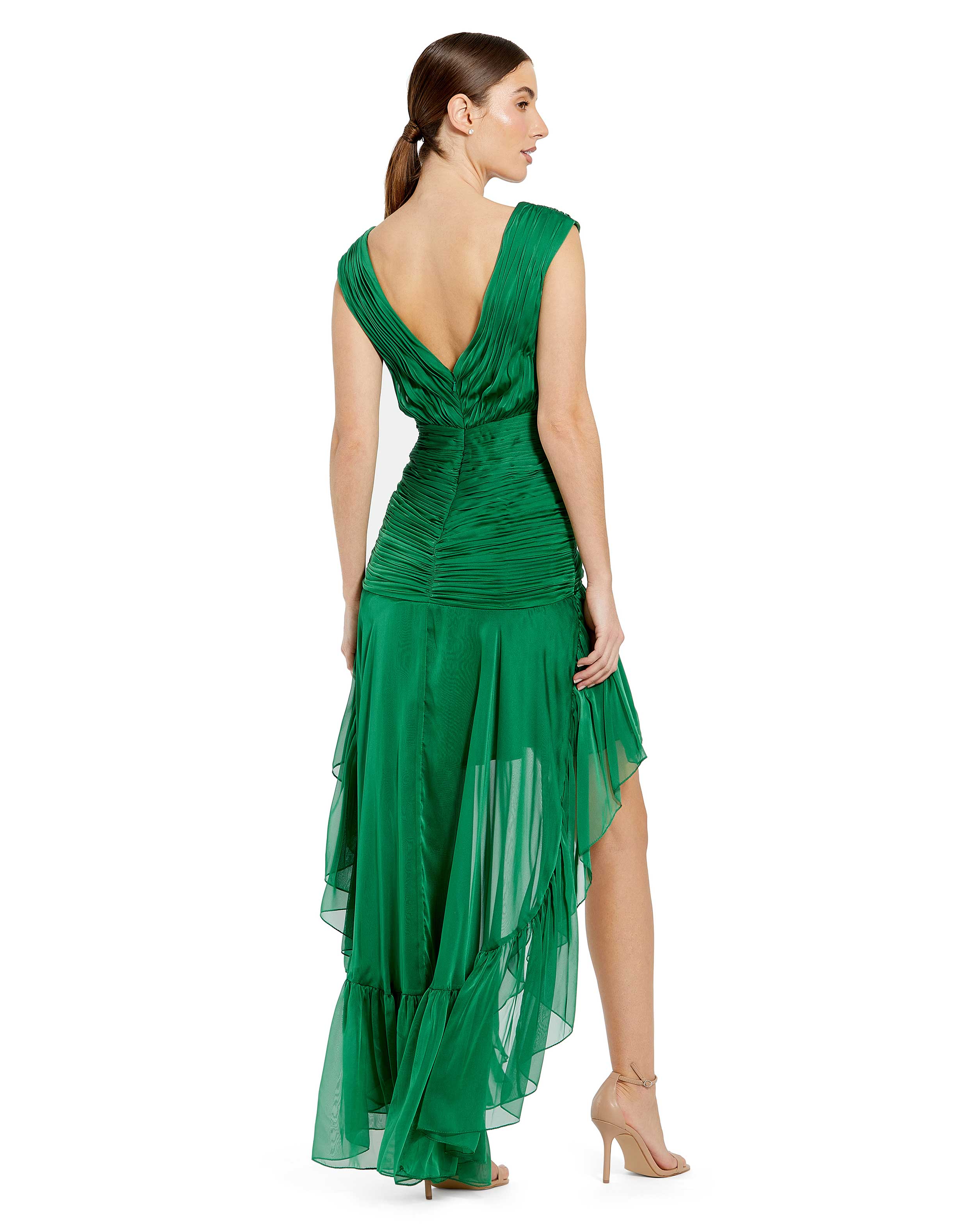 Deep V Ruched High Low Gown | Sample | Sz. 2