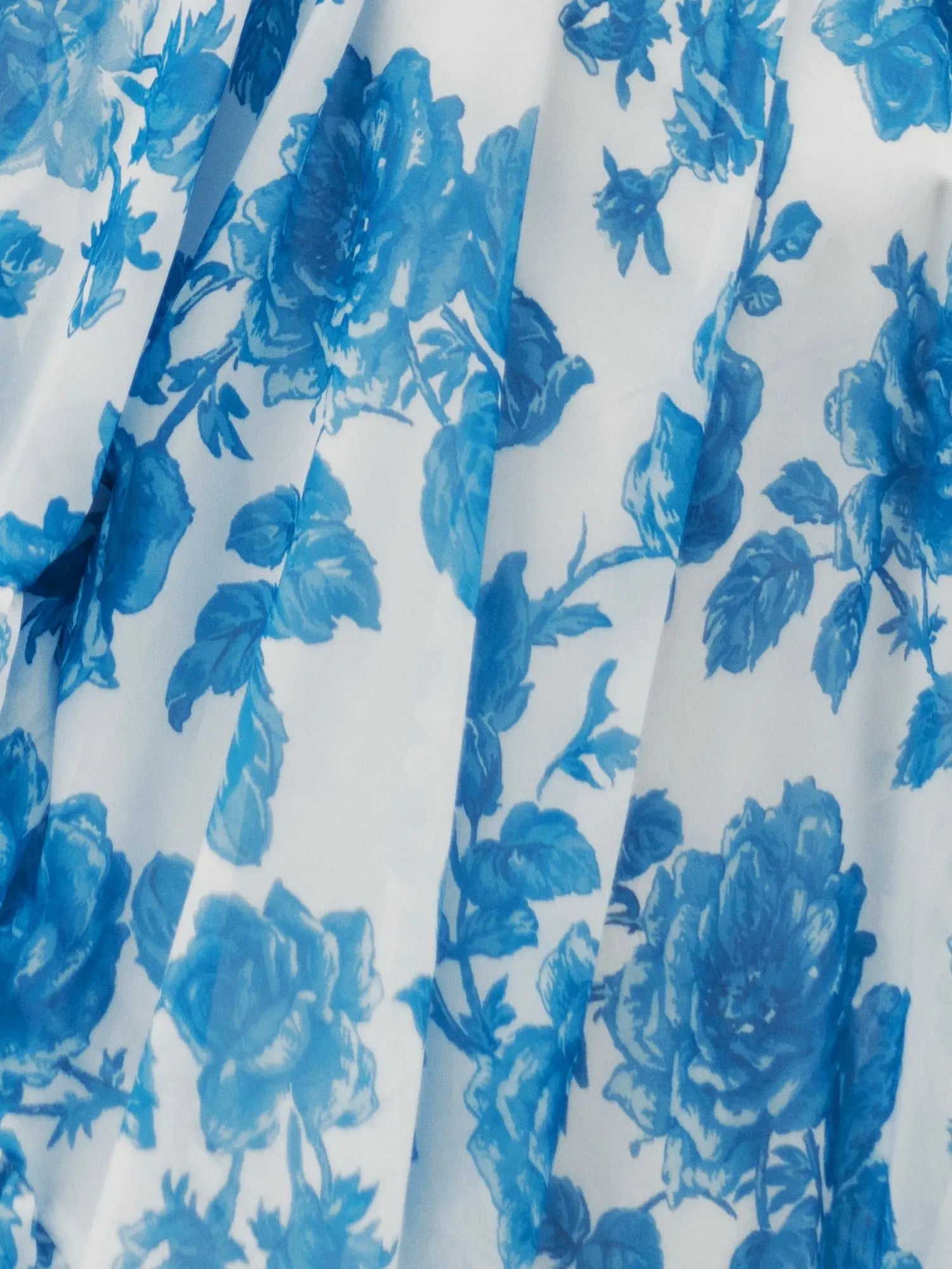 White and Blue Floral Print One Shoulder Cape Dress - Ieena for Mac Duggal