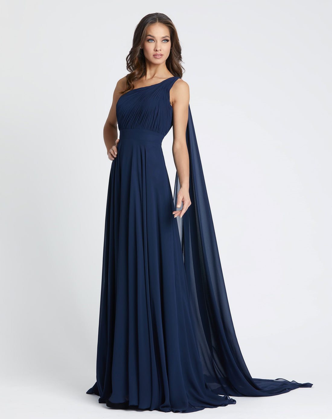 Draped One Shoulder Evening Gown