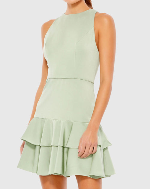 Ruffle Hem Sleeveless Skater Dress