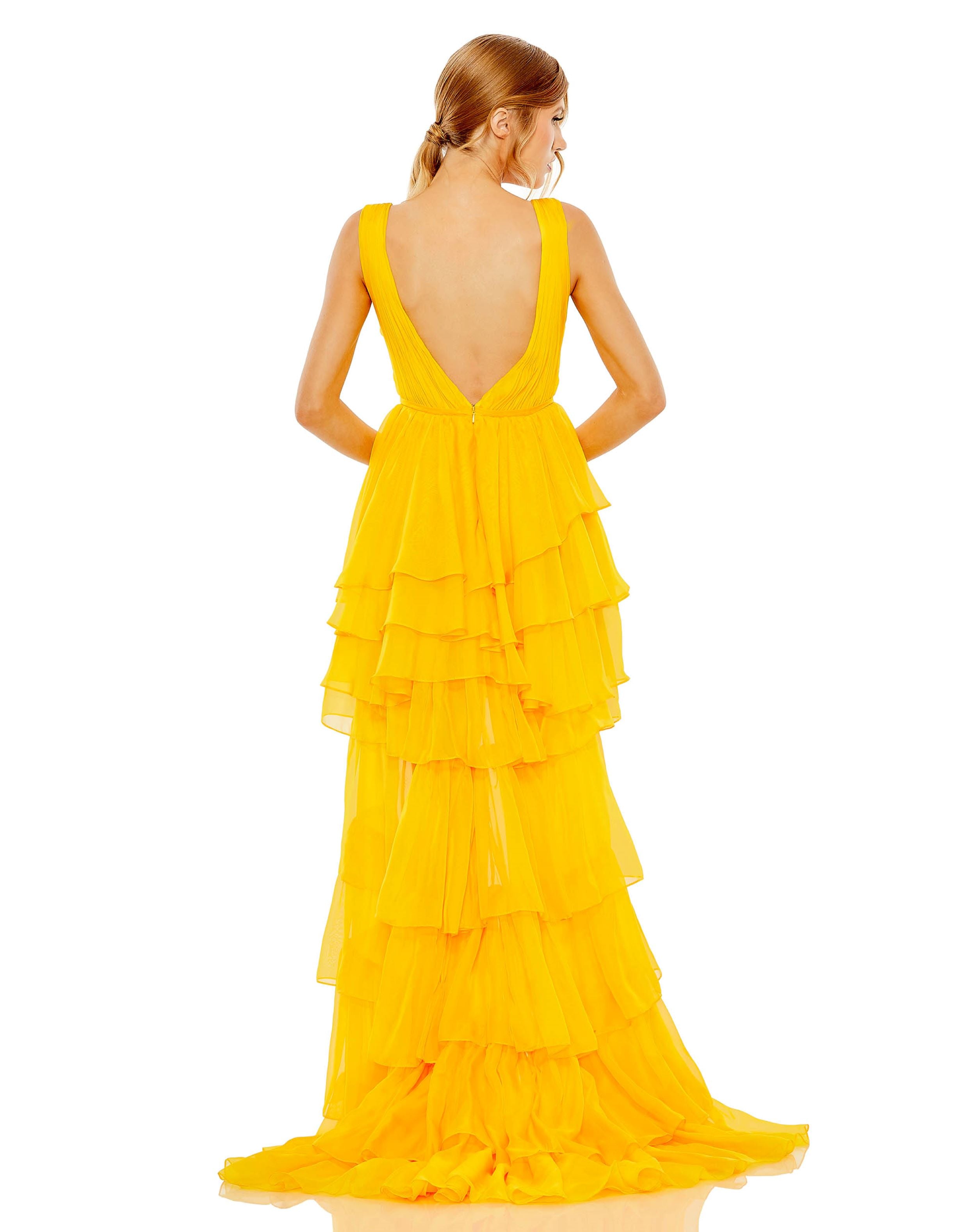 High Low Tiered Gown with Built In Bodysuit | Sample | Sz. 2