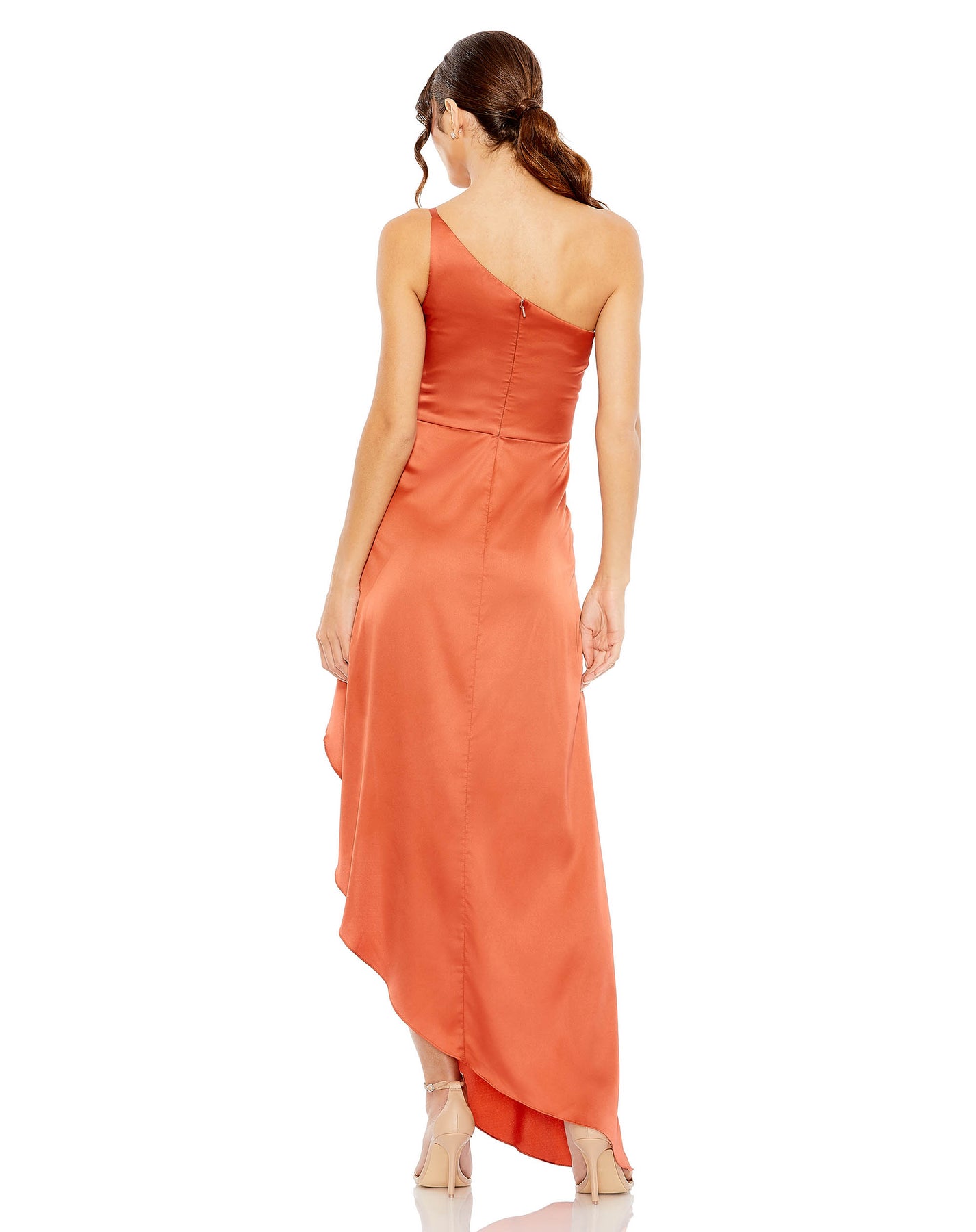 One Shoulder Hi-Low Draped Charmeuse Dress | Sample | Sz. 2 – Mac Duggal