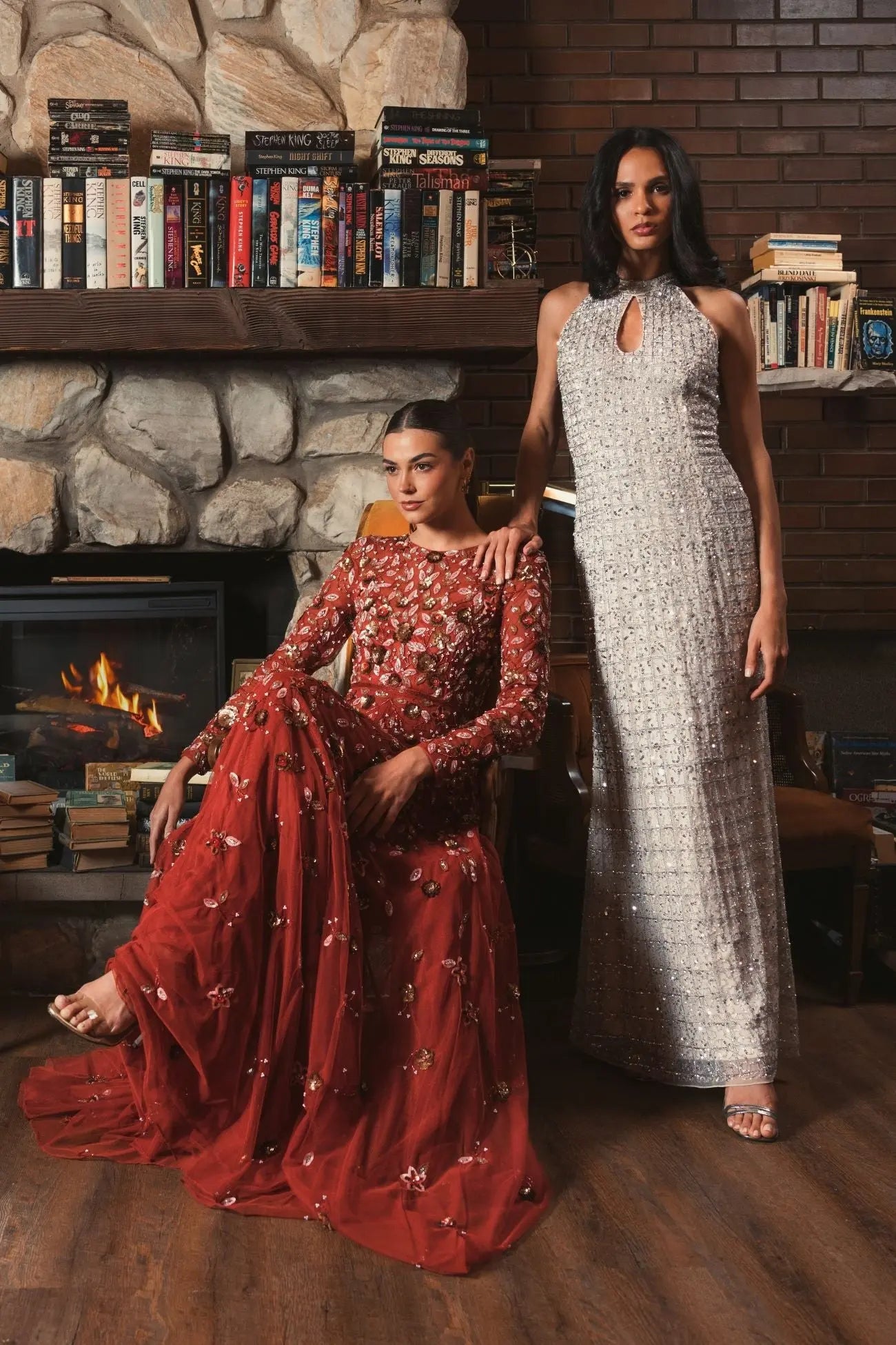 Silver Embellished Halter Neck Keyhole Gown - Mac Duggal