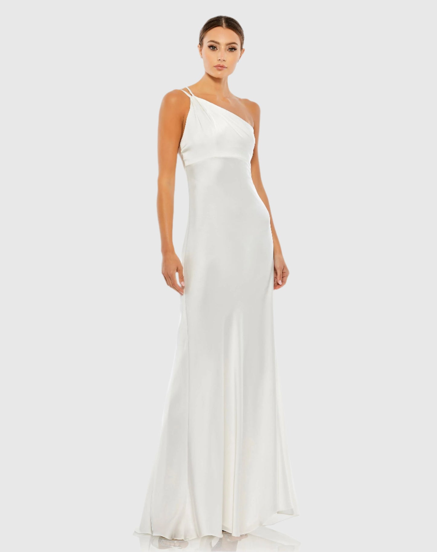 One Shoulder Double Strap Satin Gown