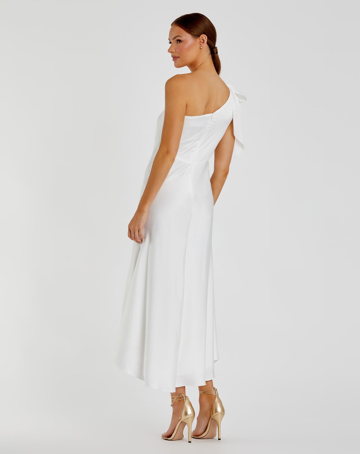 Satin One Shoulder Midi Dress