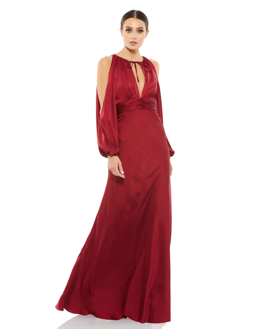 Tied Keyhole Cold Shoulder Bishop Sleeve Gown | Sample | Sz. 2