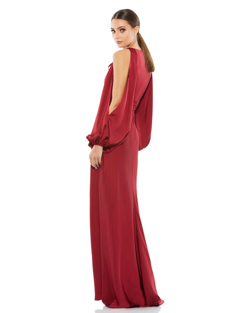 Tied Keyhole Cold Shoulder Bishop Sleeve Gown | Sample | Sz. 2