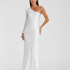 One Shoulder Blouson Sleeve Gown