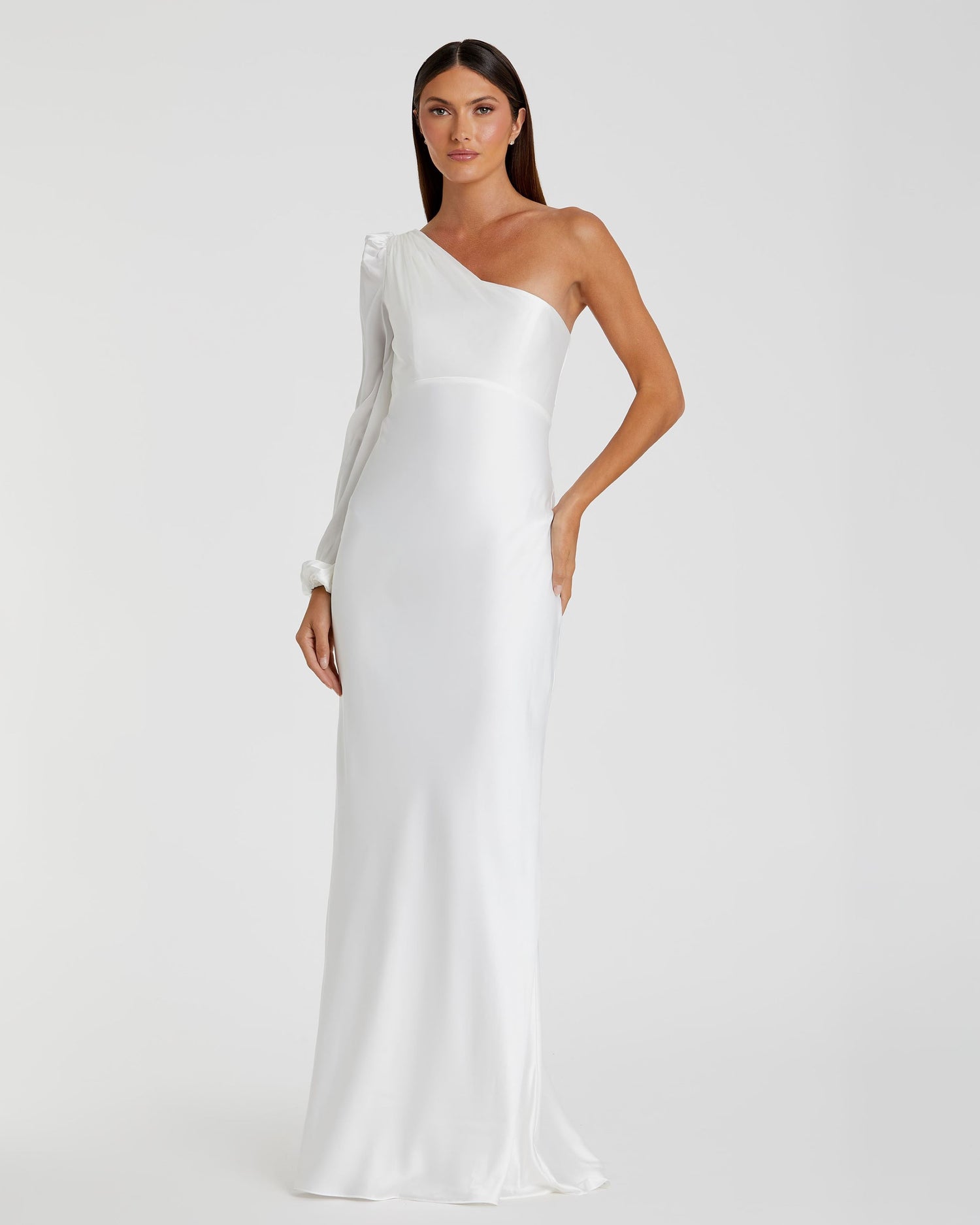 One Shoulder Blouson Sleeve Gown