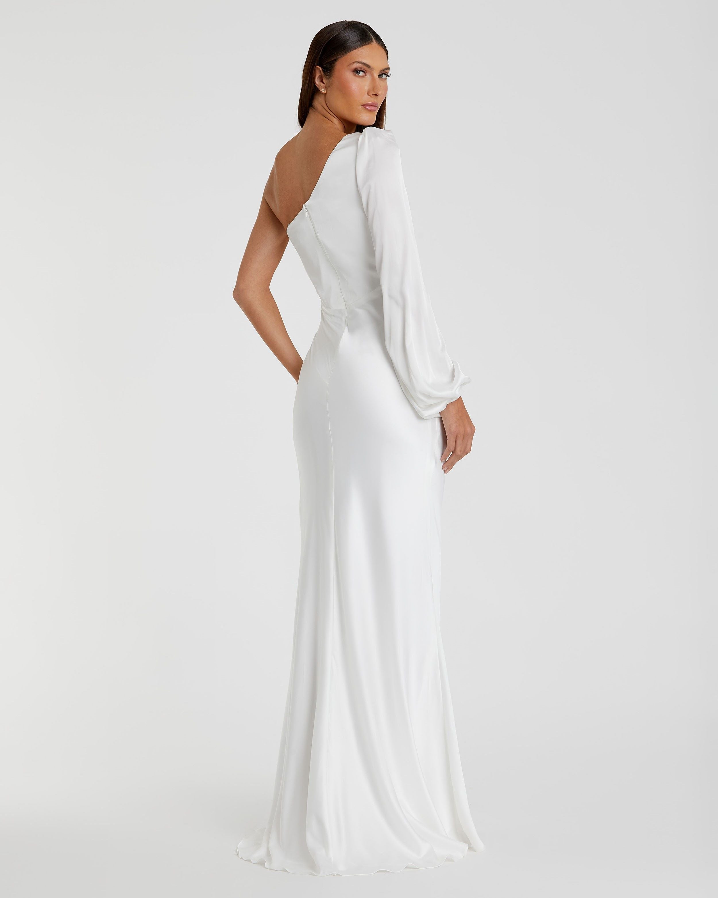 One Shoulder Blouson Sleeve Gown