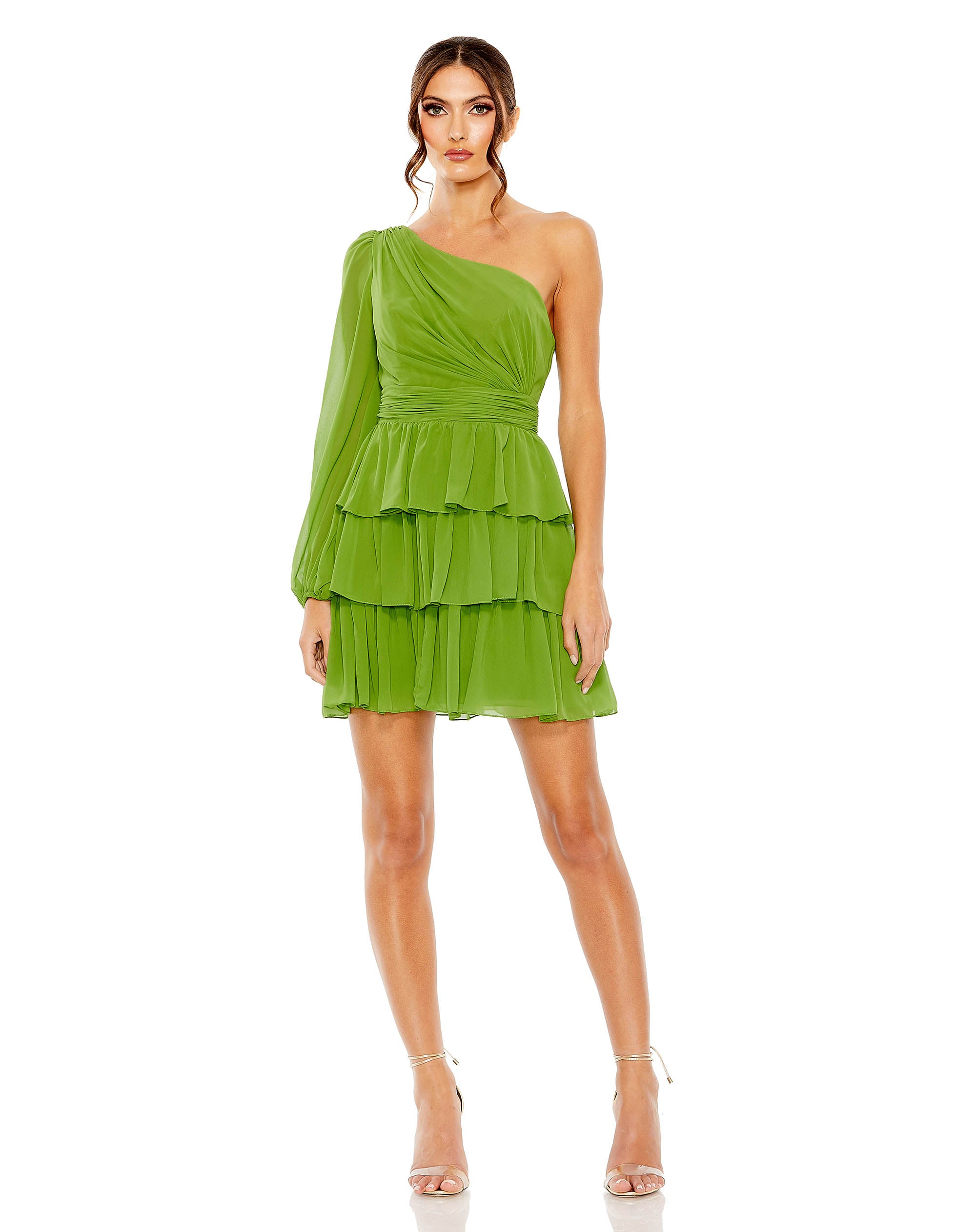 One Shoulder Tiered Ruffle Mini Dress | Sample | Sz. 2