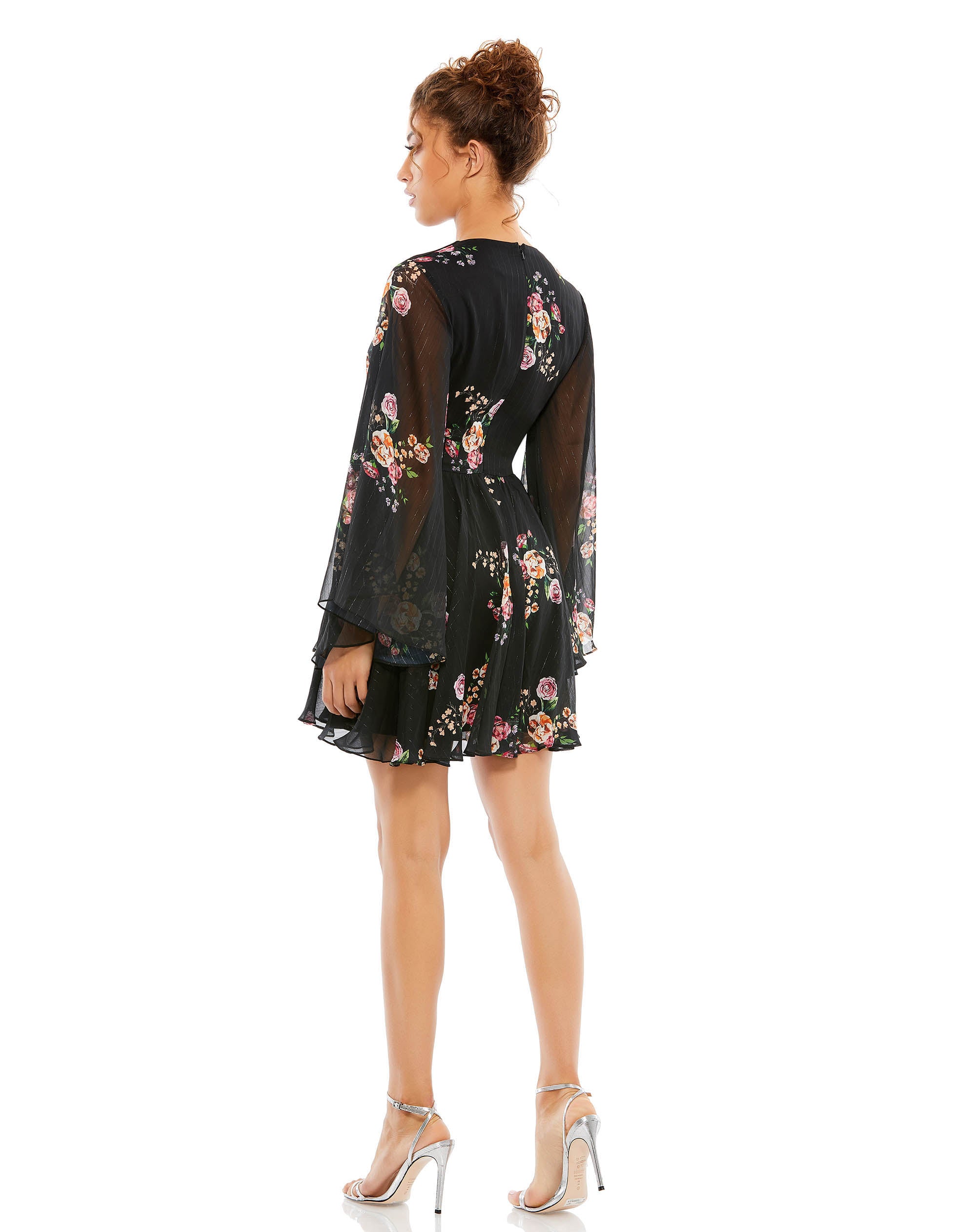 Flowy V Neck Long Sleeve Mini Dress | Sample | Sz. 2
