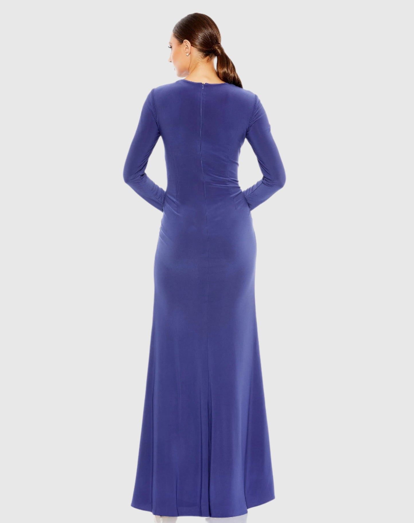 Long Sleeve Keyhole Draped Gown