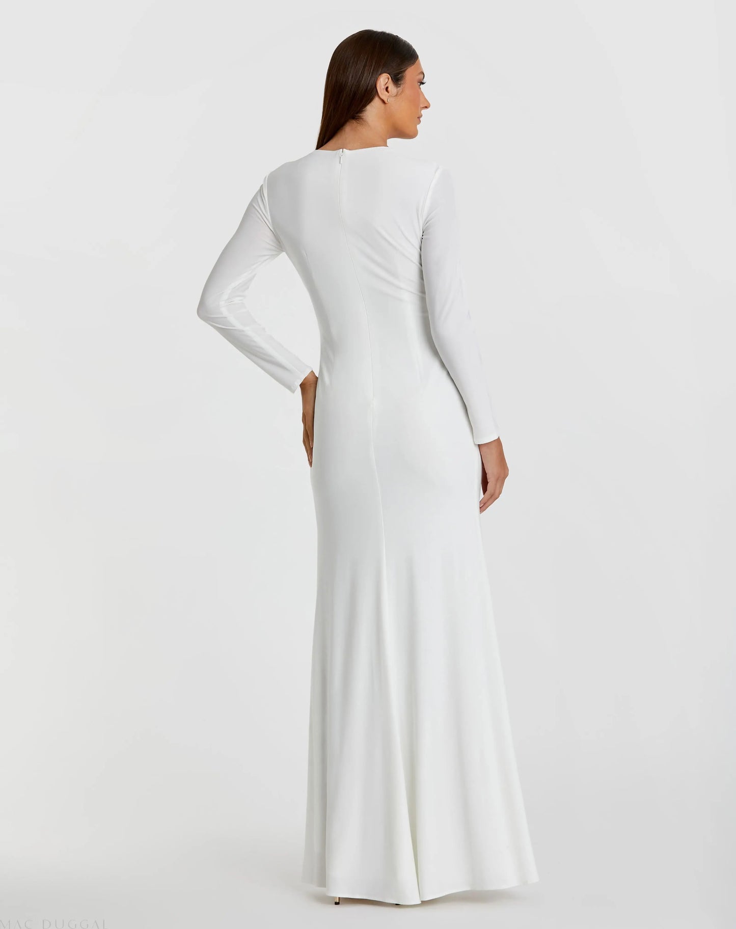 Long Sleeve Keyhole Draped Gown - Mac Duggal