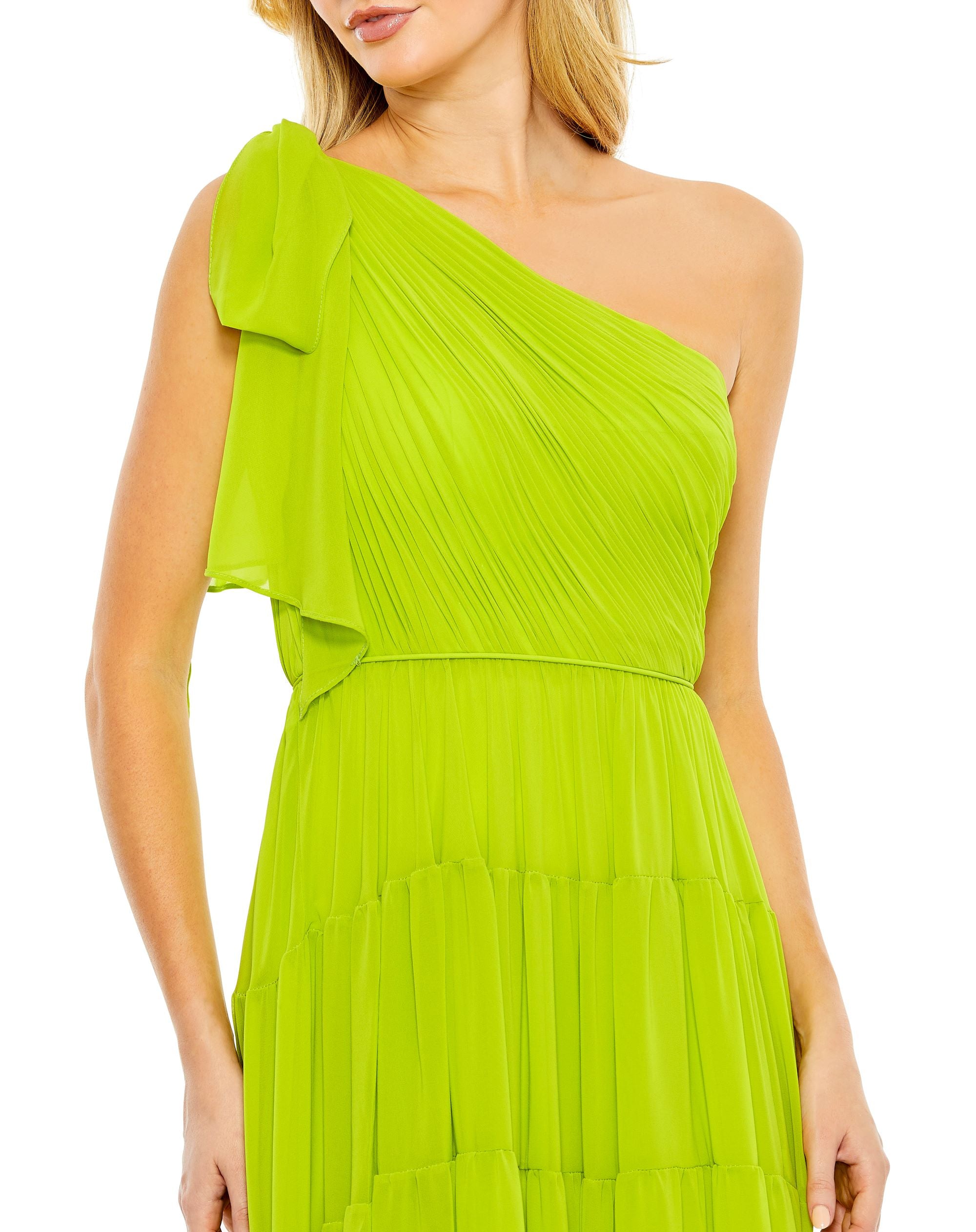 Draped One Shoulder Tiered A Line Gown | Sample | Sz. 2