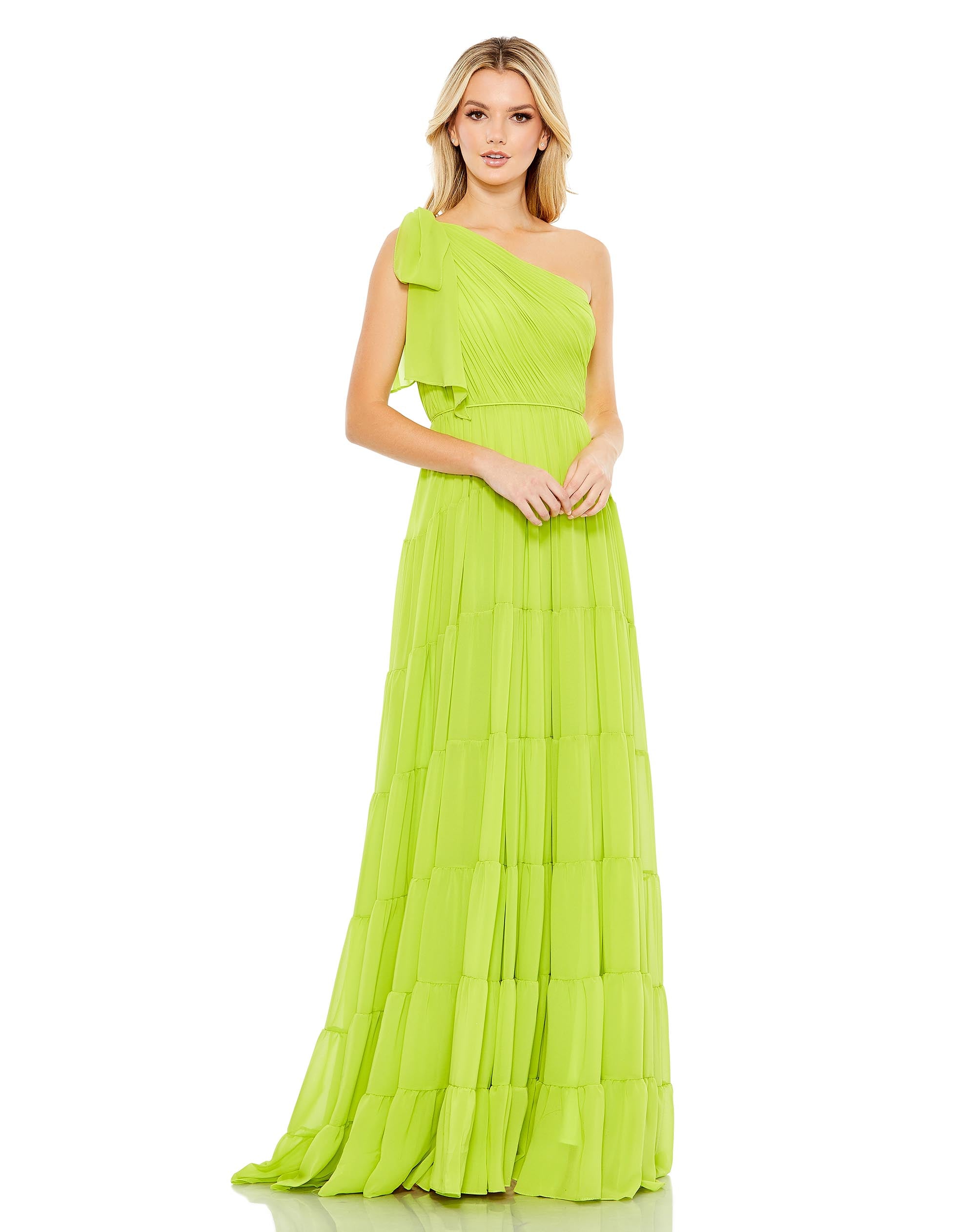 Draped One Shoulder Tiered A Line Gown | Sample | Sz. 2
