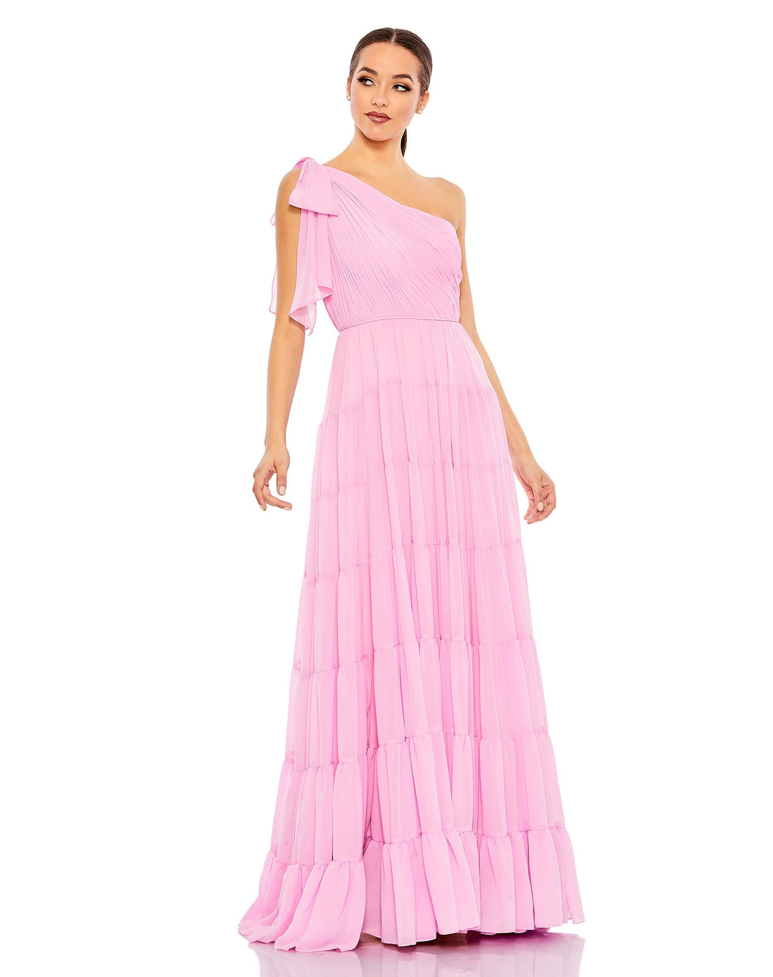 Draped One Shoulder Tiered A Line Gown | Sample | Sz. 2