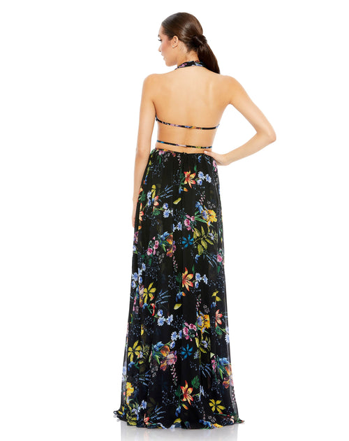 Floral Print Halter Strap Cut Out Gown | Sample | Sz. 2