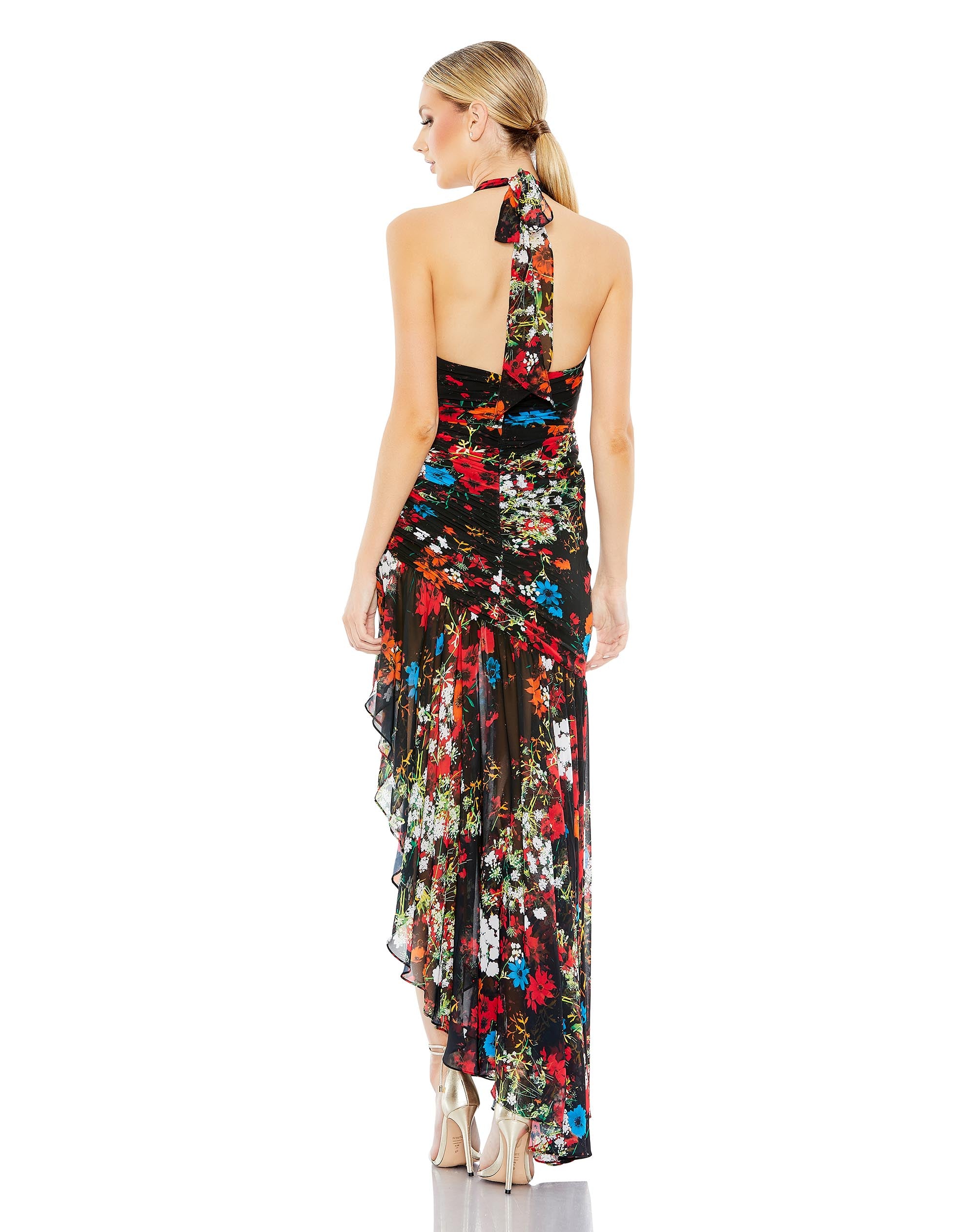 Floral Print Halter Strap Asymmetrical Dress | Sample | Sz. 2