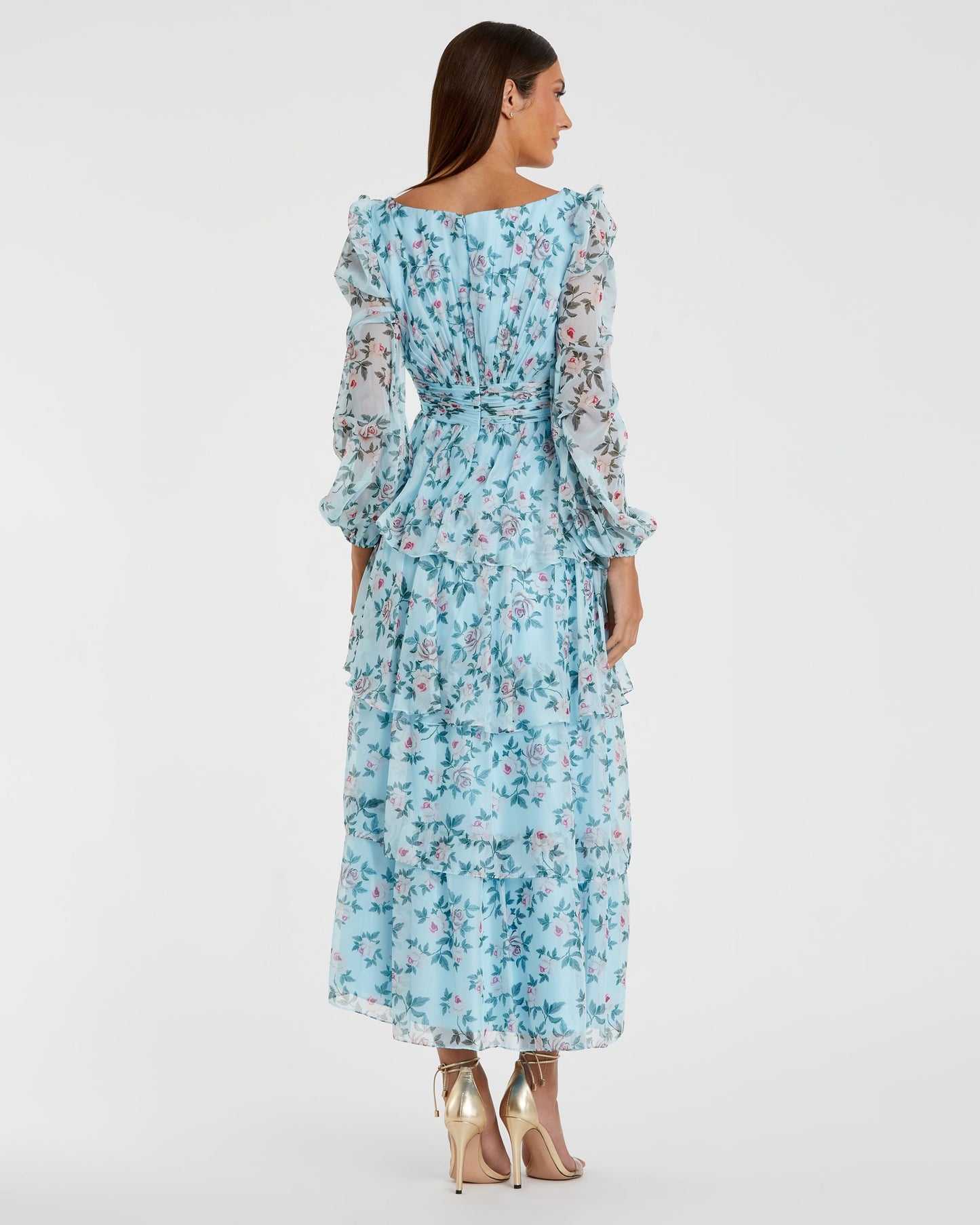 Puff Sleeve Floral Printed Dress