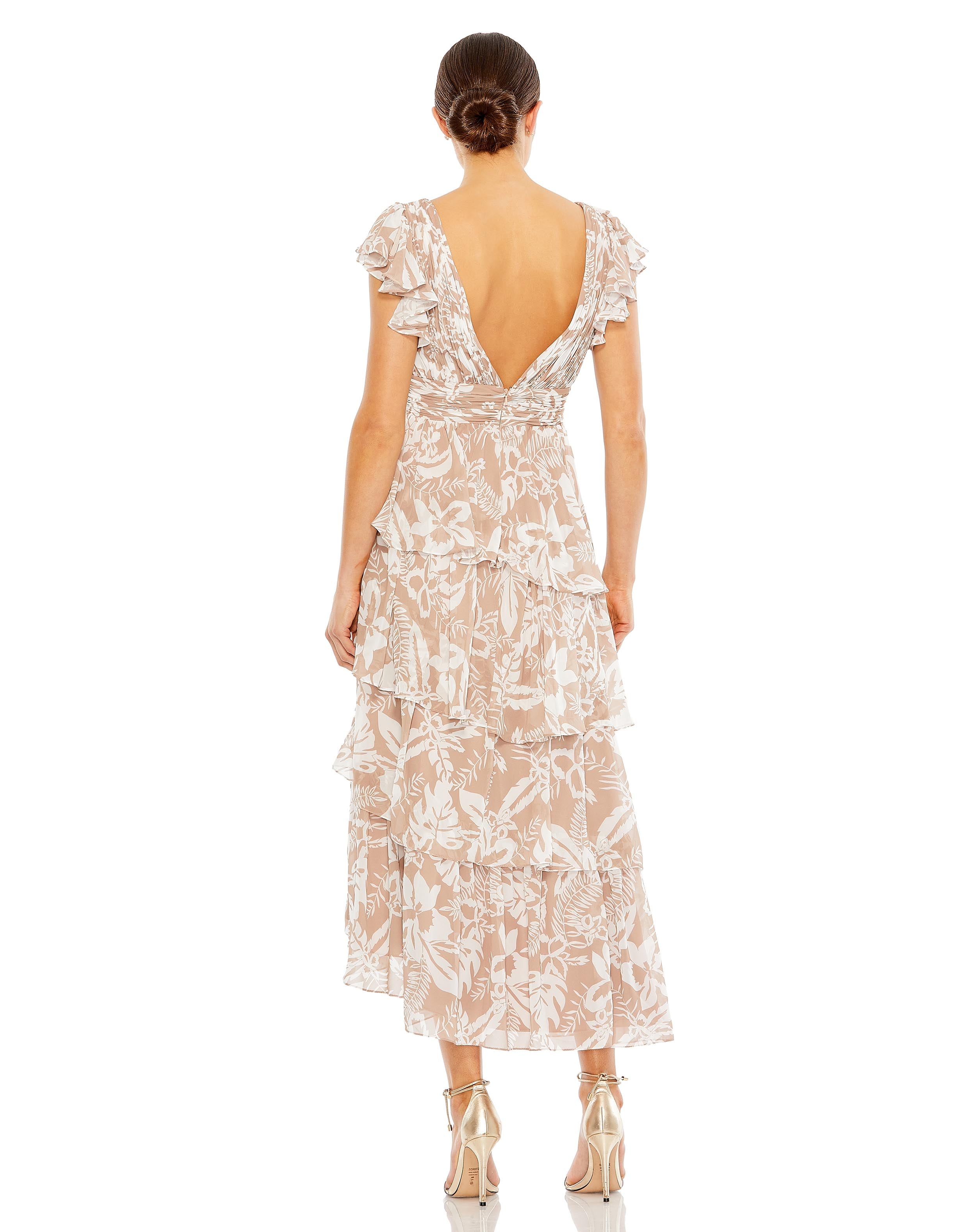 Floral Print Asymmetrical Ruffle Tiered Dress | Sample | Sz. 2