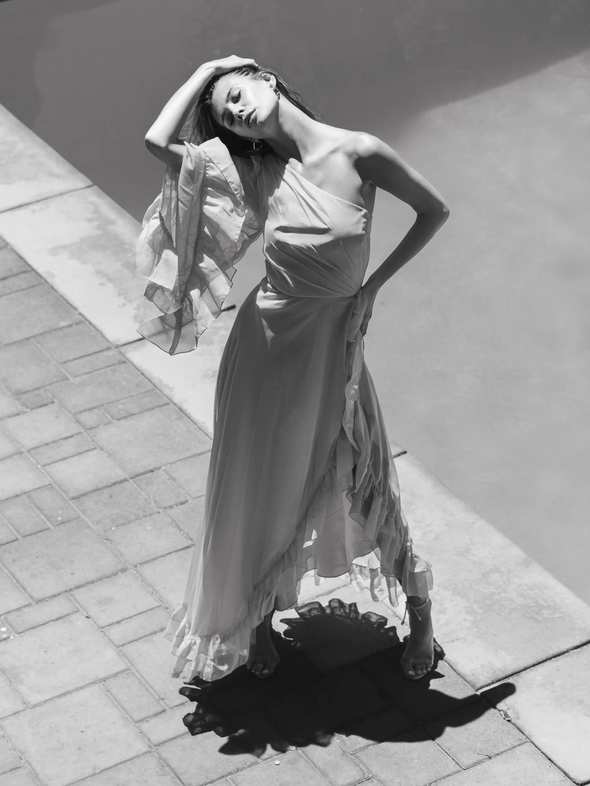 One Sleeve Ruffled Hem Gown - Mac Duggal