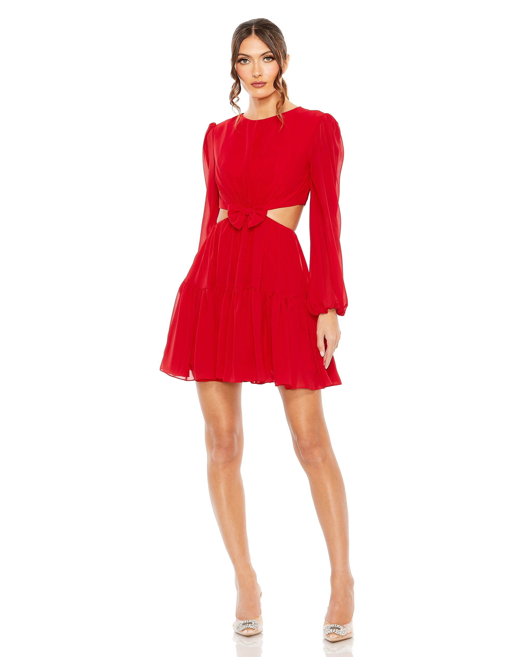 Puff Sleeve Cut Out Faux Bow Dress | Sample | Sz. 2
