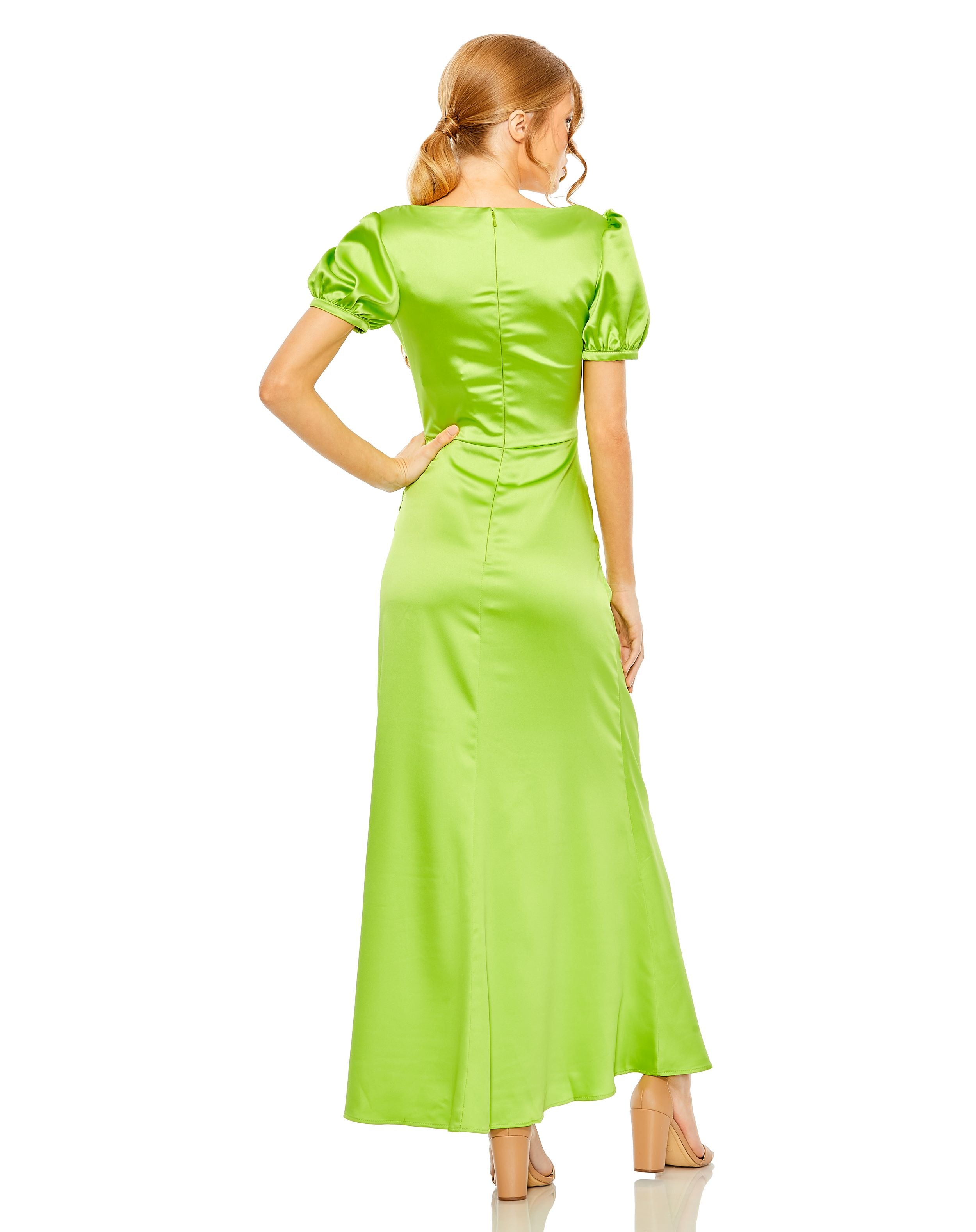 V-Neck Side Ruched Slit Dress | Sample | Sz. 2