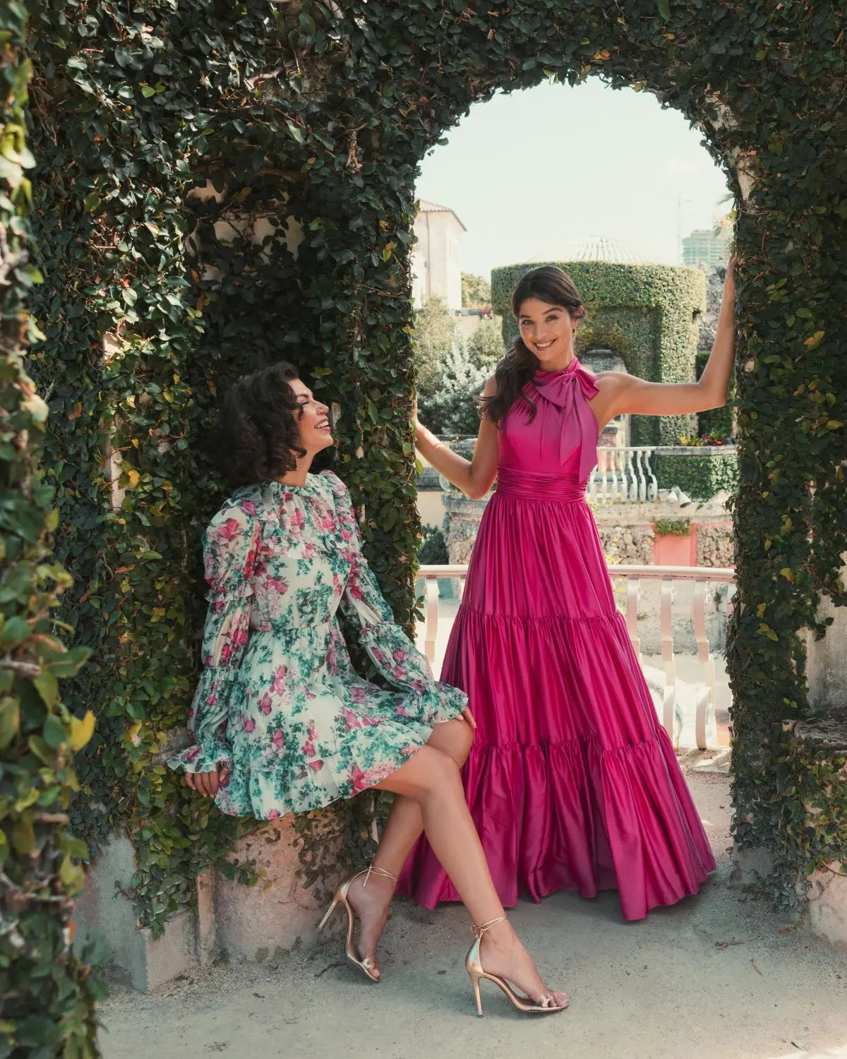 Green Floral High Neck Ruffle Sleeve Mini Dress - Mac Duggal