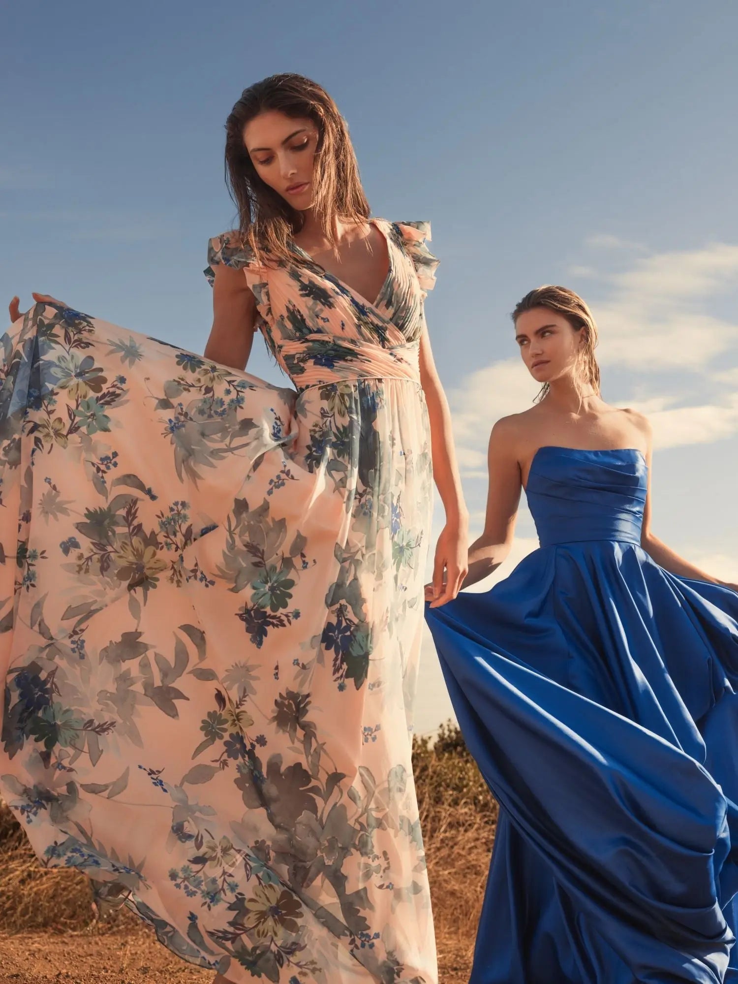 Blue Strapless Ruched High Low Gown - Mac Duggal Blue Strapless Ruched High Low Gown - Mac Duggal