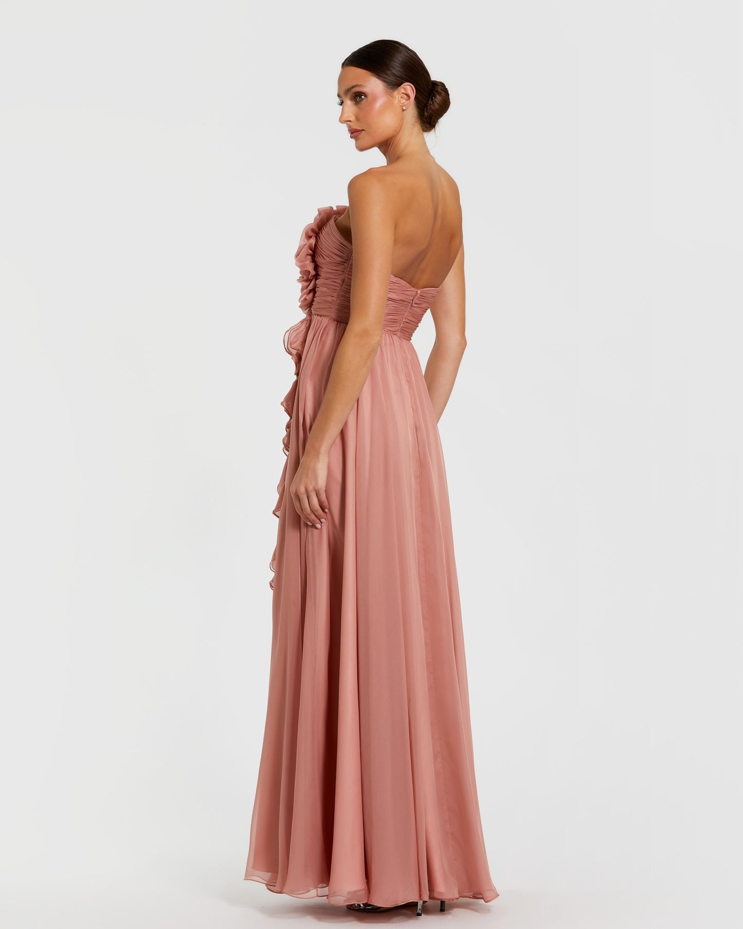 Strapless Chiffon Gown With Oversized 3D Flower Ieena for Mac Duggal