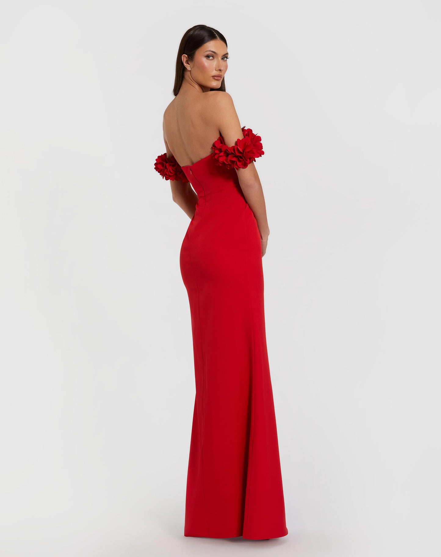 Crepe Off The Shoulder 3D Flower Mermaid Gown - Ieena for Mac Duggal