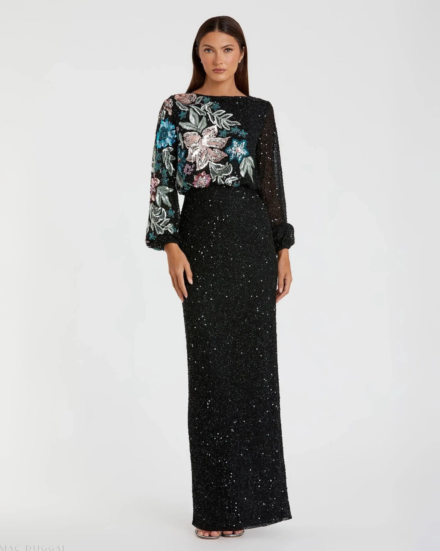 mac duggal black sequin dress Lace Evening Gown (Plus) playful silhouette Mac Duggal 11120