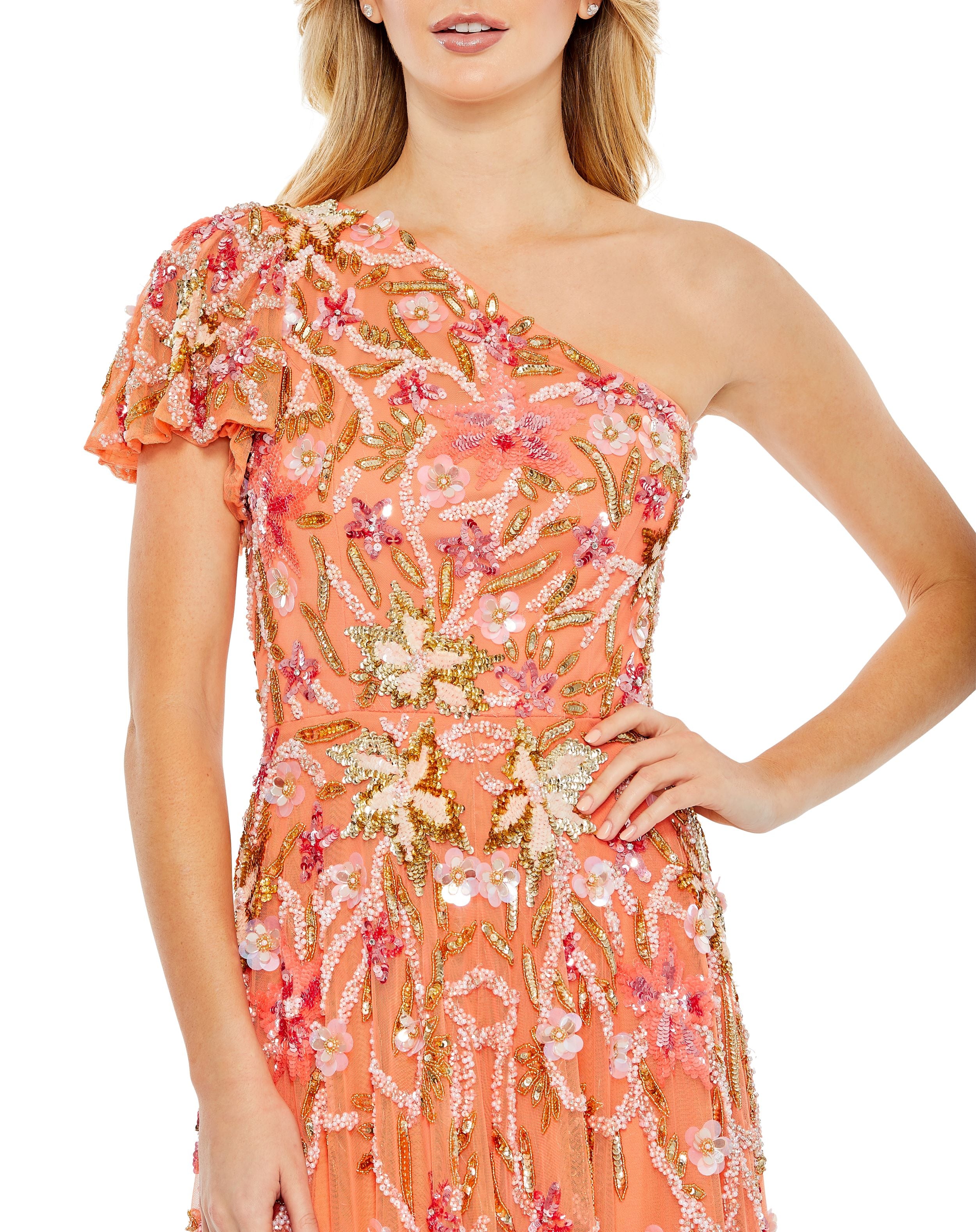 Mujar - Off-Shoulder Embellished A-Line Gown / Cocktail Dress / Adhesive Bra  / Set