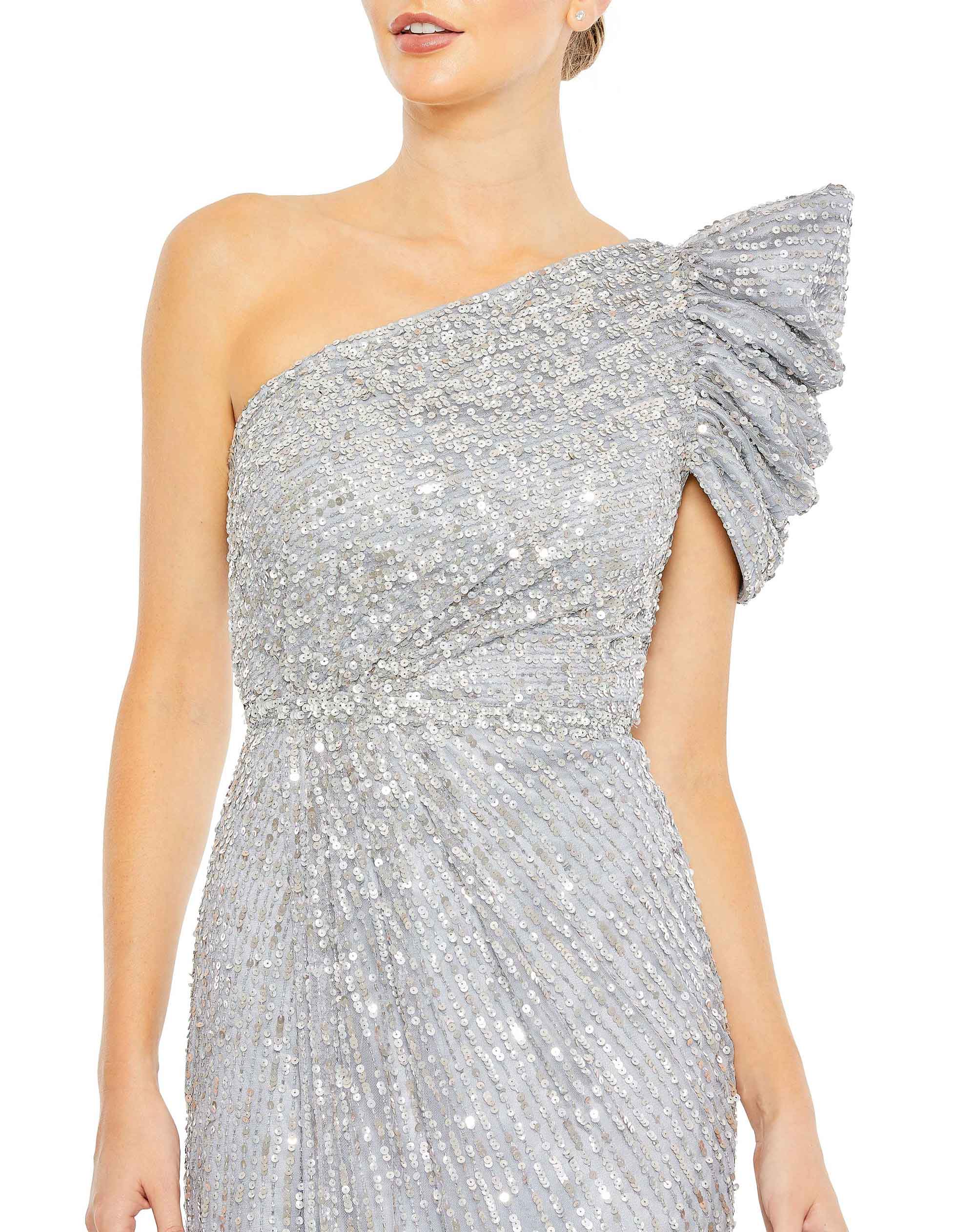 Embellished Puff One Shoulder Gown - FINAL SALE