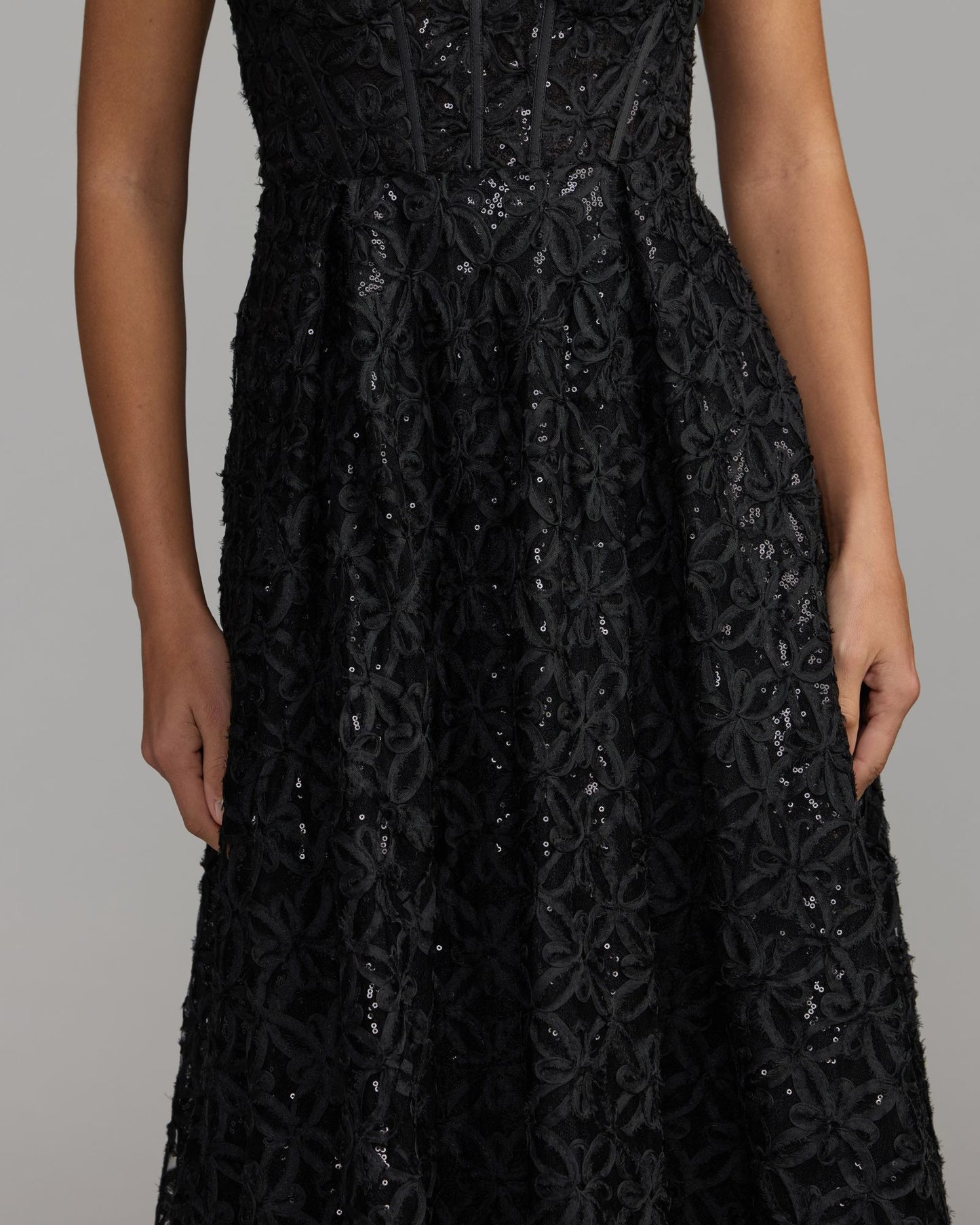 Black Embellished Corset A Line Gown Ieena for Mac Duggal