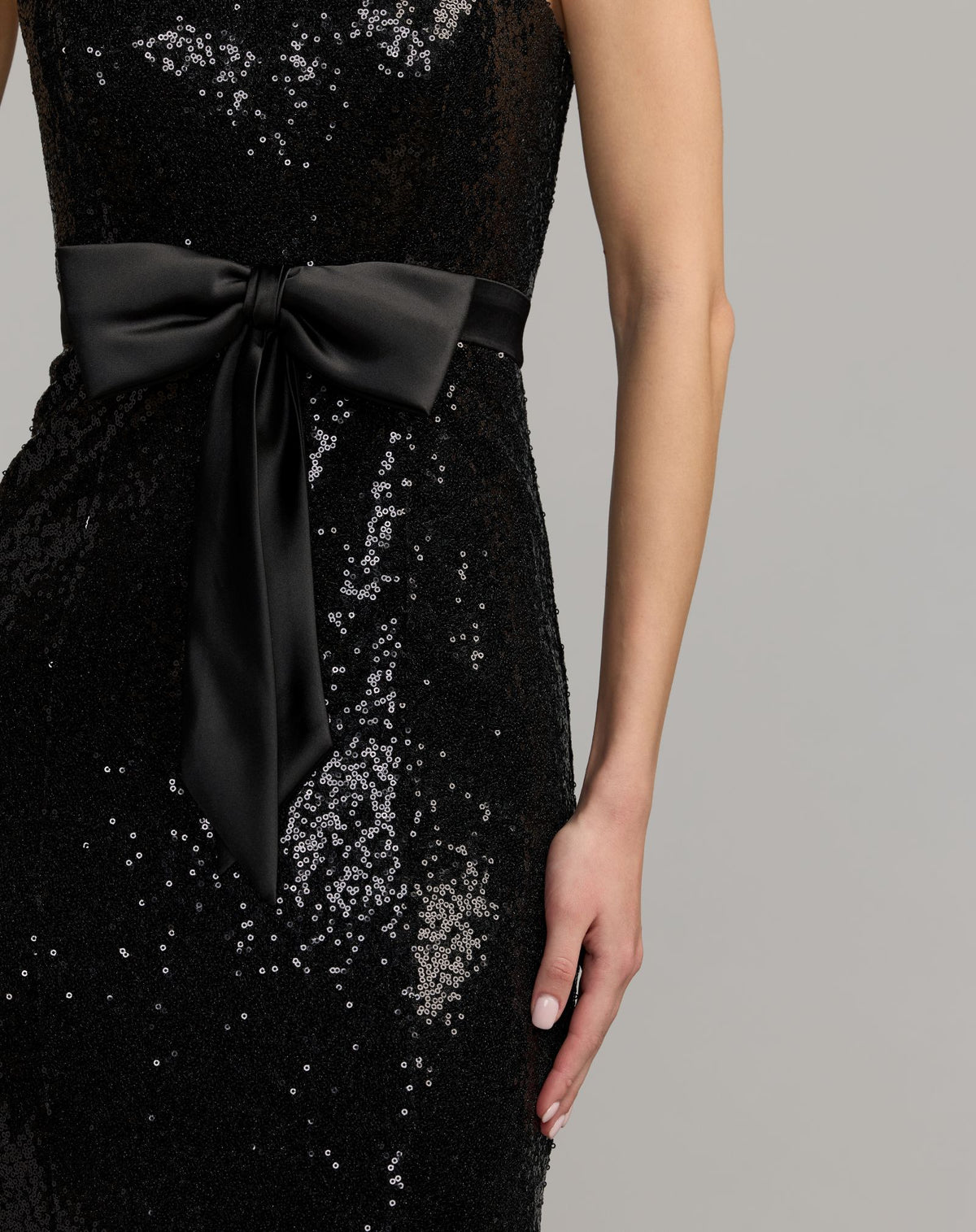 Black Strapless Sequin Trumpet Gown With Bow Detail - Ieena for Mac Duggal