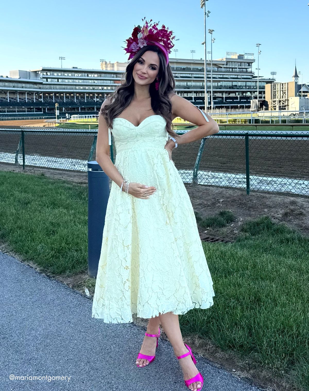 Yellow Lace Bow Strap Midi Dress Ieena for Mac Duggal 