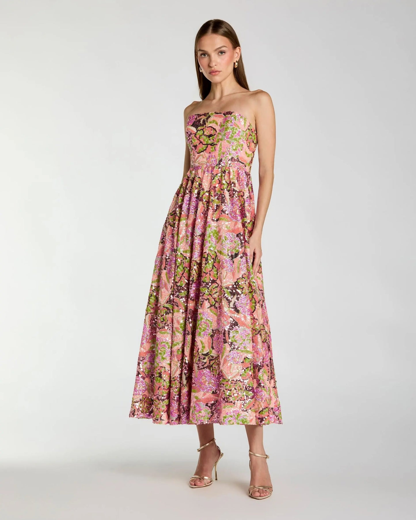 Mac Duggal Women's Floral Sequin Strapless A Line Midi Dress - Multi - Size 10