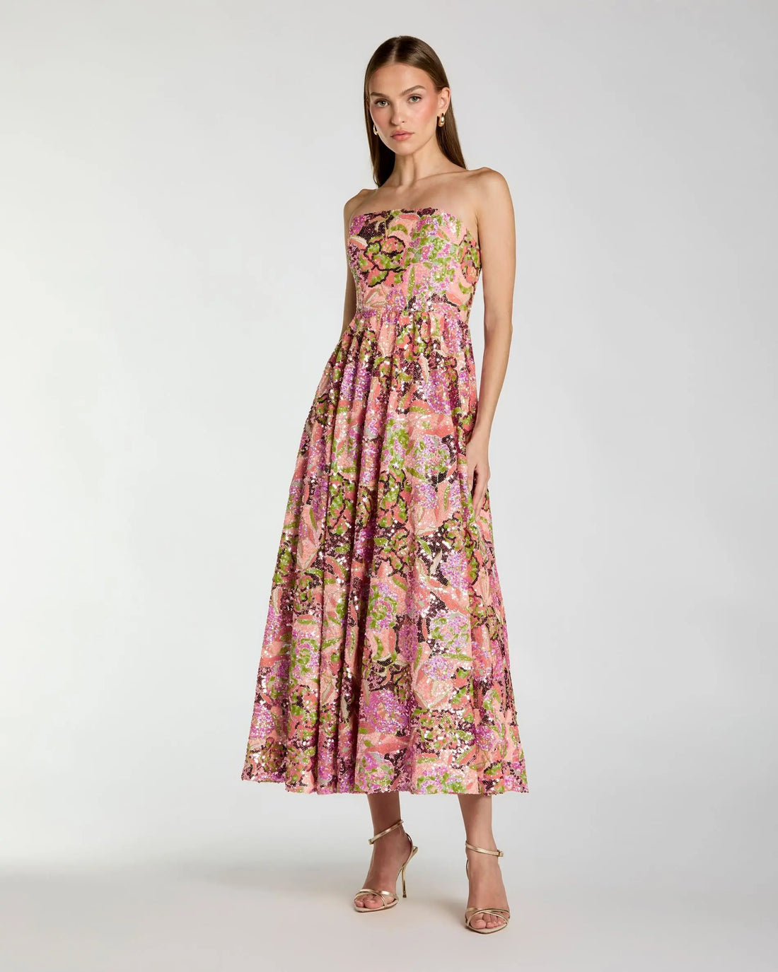 sequin floral midi dress Stretch Sequin Floral Puff Sleeve Midi Dress Light Blue