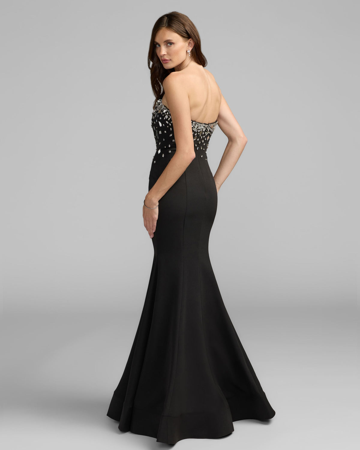 Black Strapless Embellished Mermaid Gown Ieena for Mac Duggal