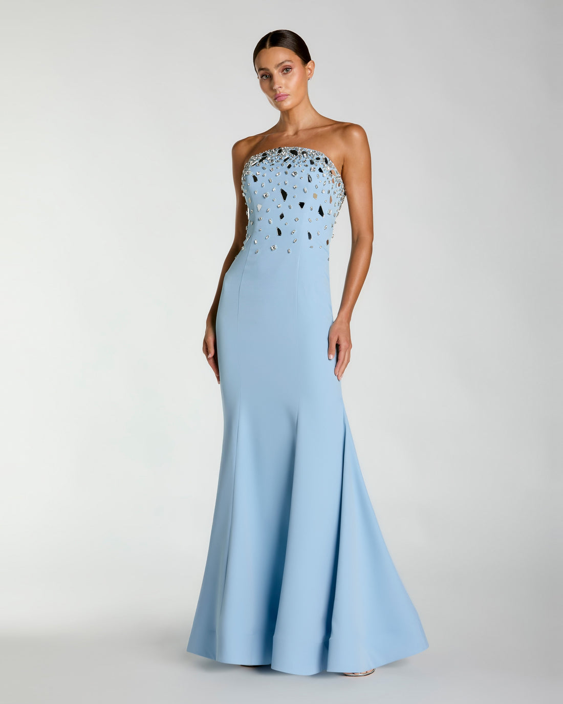 Blue Strapless Embellished Mermaid Gown Ieena for Mac Duggal