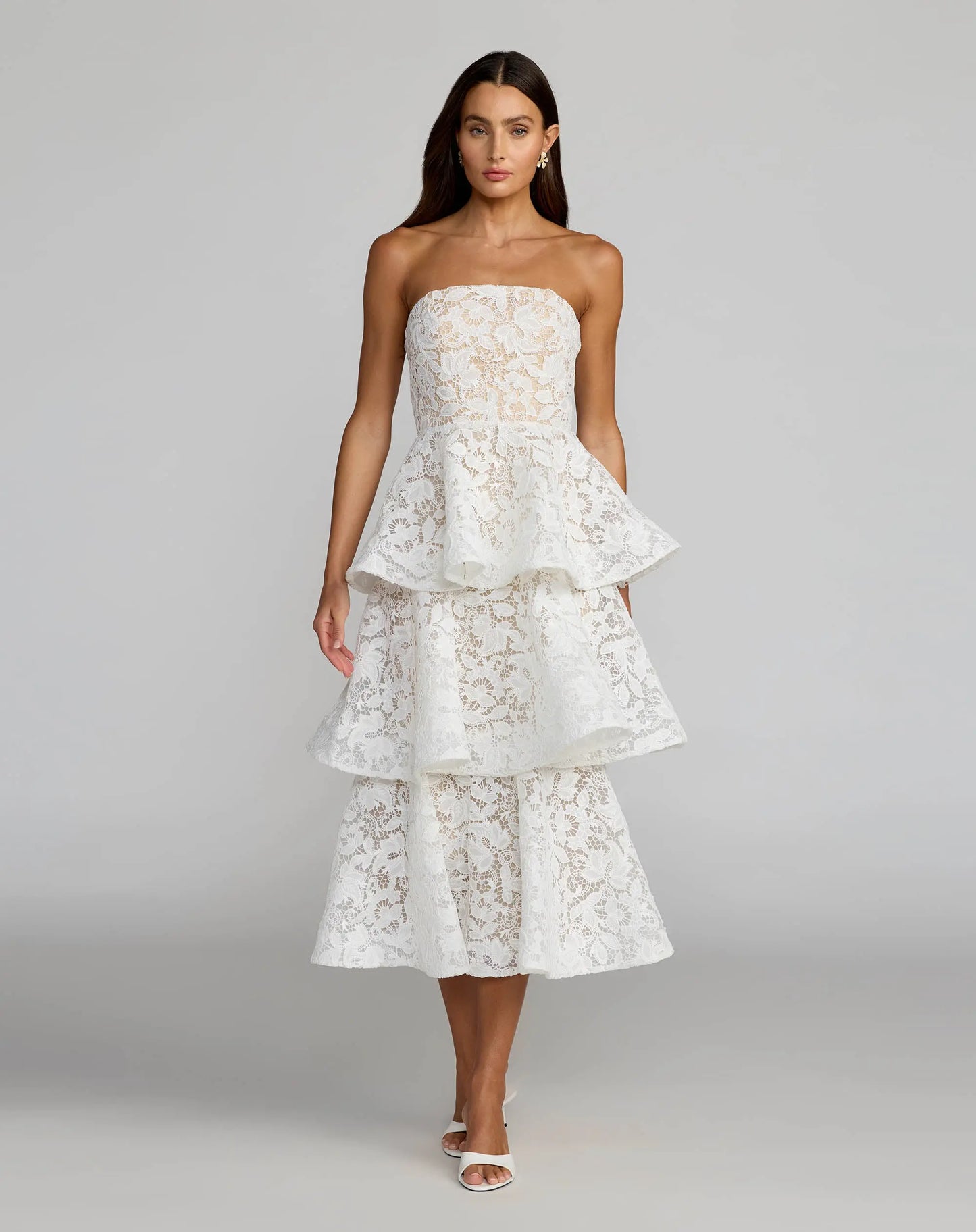 Mac Duggal Women's Beaded Lace Strapless Midi-Dress - Ivory
