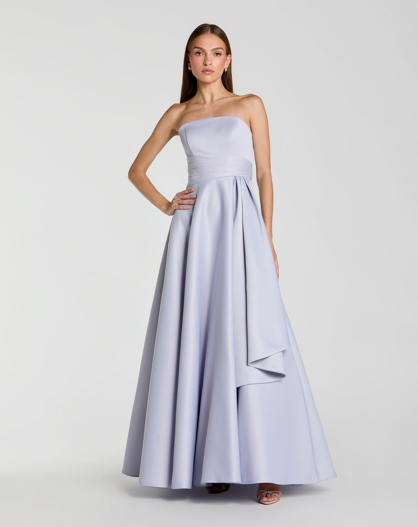 Purple Satin Strapless A Line Ballgown Mac Duggal