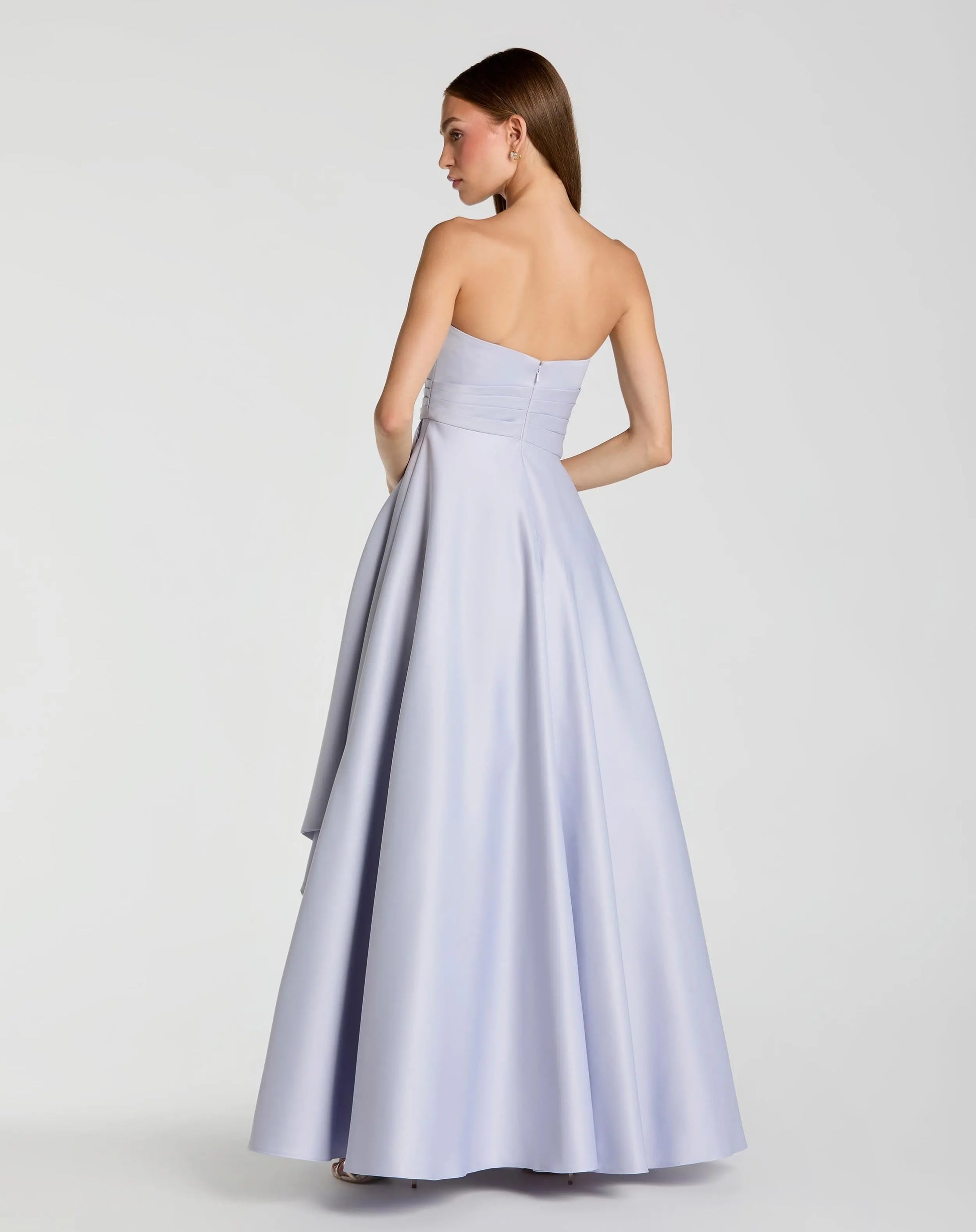 Ieena for Mac Duggal - Purple Strapless Satin Ball Gown With Draped Detail - Periwinkle / US 14 Ieena for Mac Duggal - Purple Strapless Satin Ball Gown With Draped Detail - Periwinkle / US 14